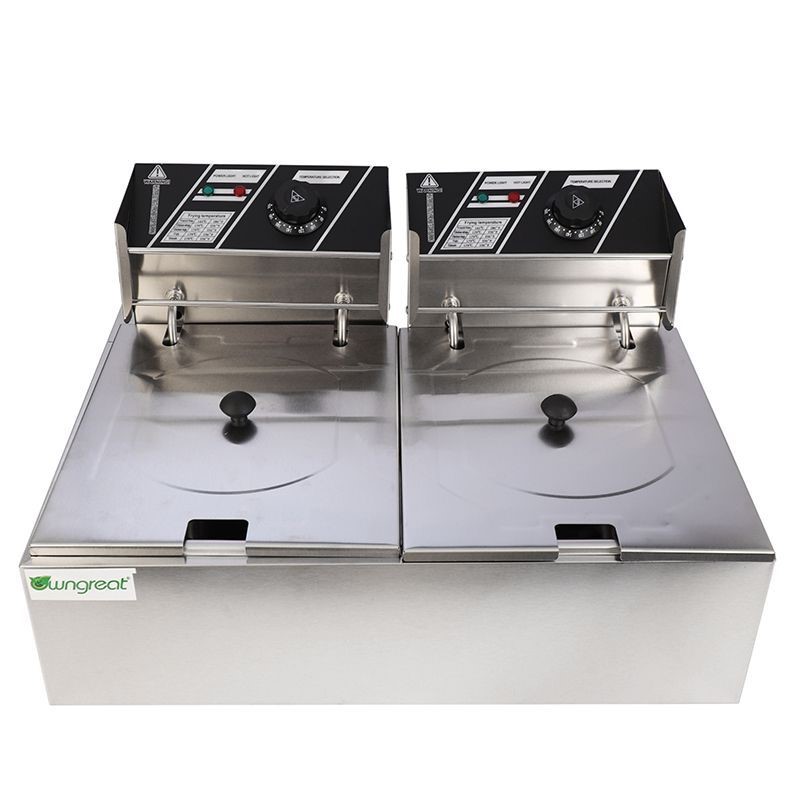不锈钢电炸锅 炸锅 双缸锅6+6L,功率2500+2500W 超大容量一共12L 