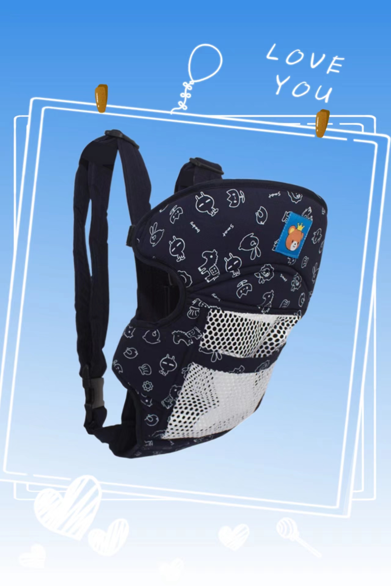 布款婴儿幼儿宝宝儿童背带前座后背横卧式背带详情图3