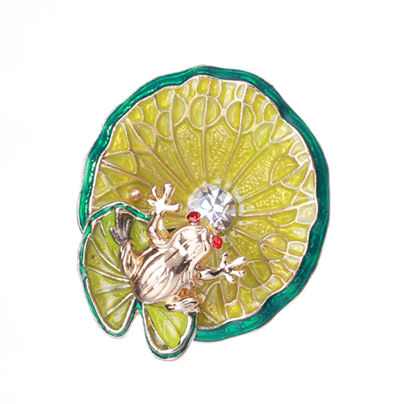 Factory direct sales, popular new high-end brooches for export, with oil-dripping lotus leaf frogs, luxurious high-end pearl pins from Europe and America, pearl coats, corsages, and gifts for mothers Item Picture