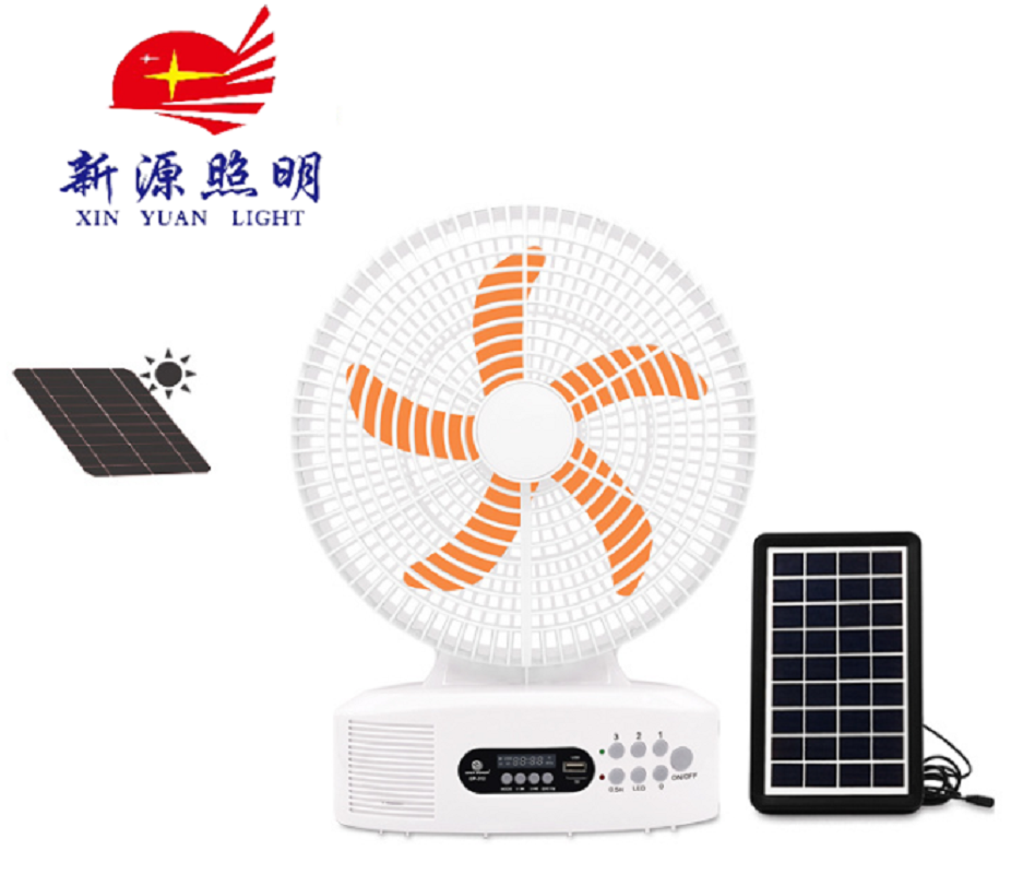 2022新款太阳能可充电12寸风扇蓝牙音箱应急AC/DC风扇带太阳能板