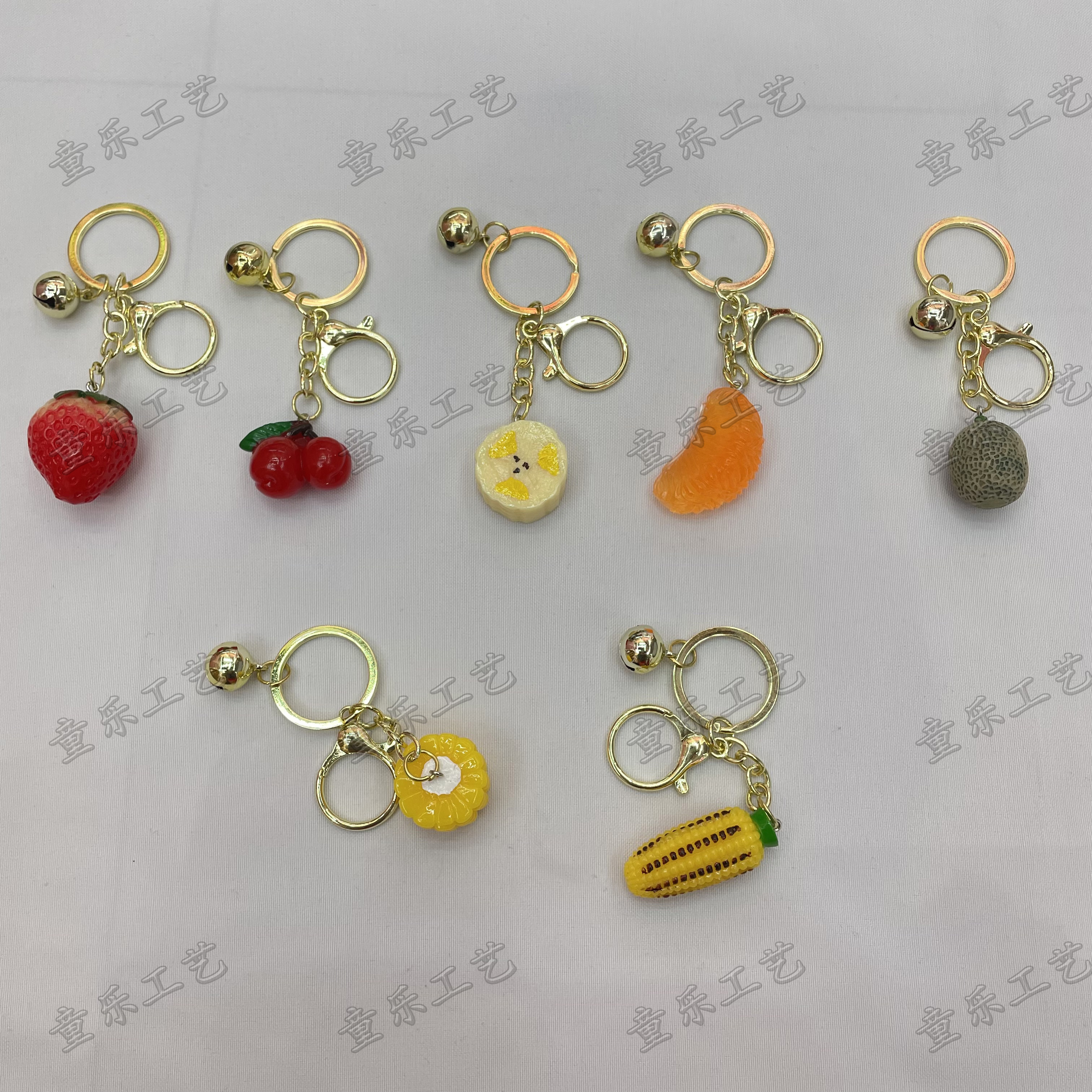 水果钥匙扣 草莓樱桃香蕉橘子哈密瓜玉米块玉米棒小挂件 创意钥匙扣