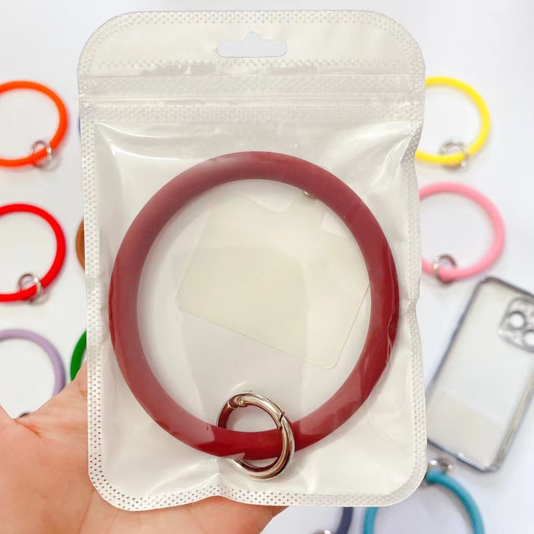 Silicone phone case clip, keychain, wrist strap, anti-loss hanging ring, outdoor hanging decoration, silicone keychain, non-drilling lanyard Specification image