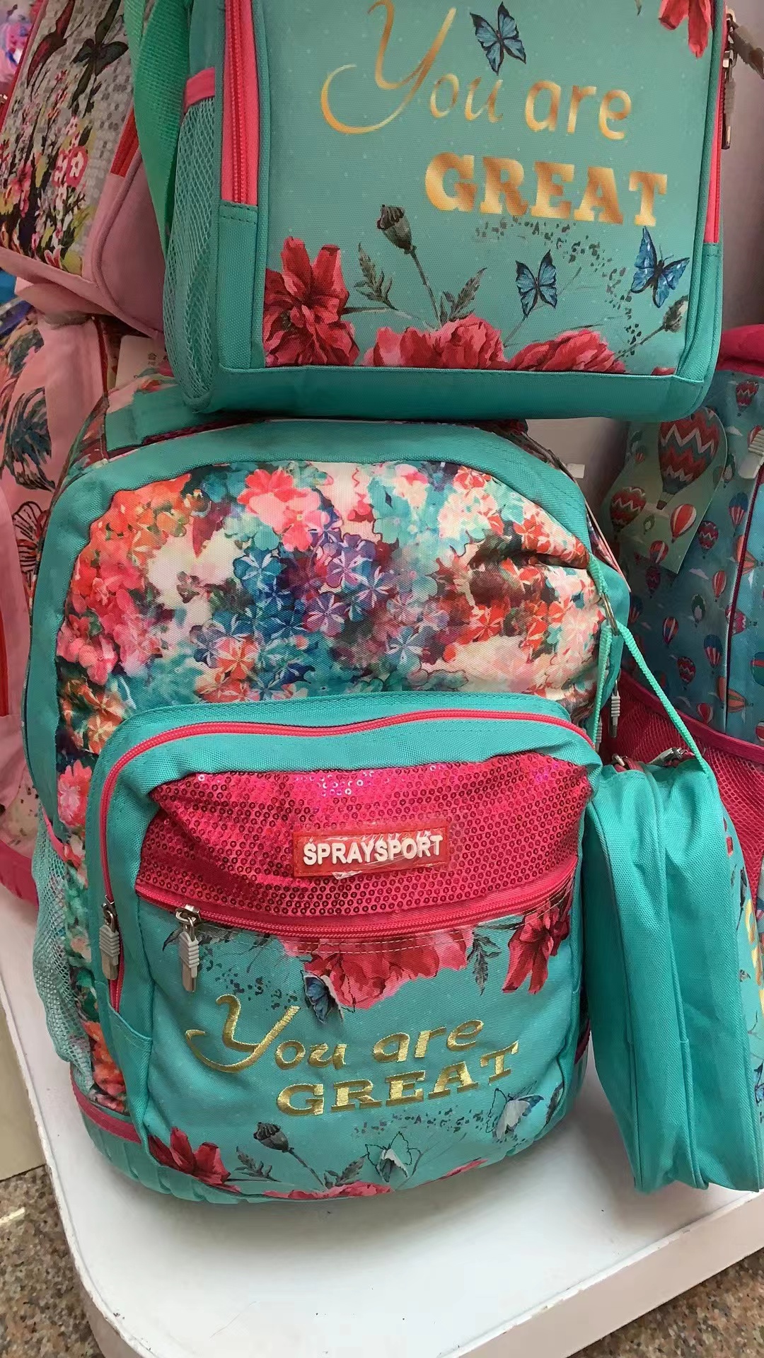 拉杆三件套书包，午餐包，笔袋，拉杆书包003