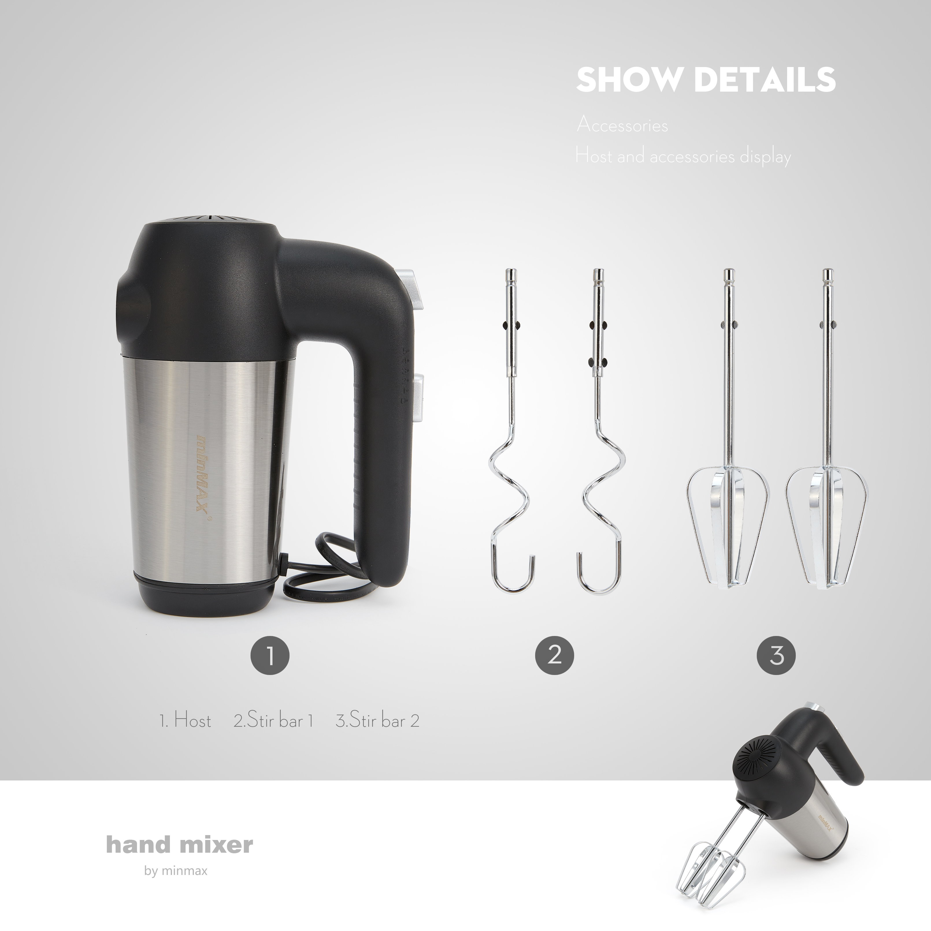 Venta caliente minMAX egg batidor MMX-9615 en stock multifunción mezclador de mano batidor de huevo modelo de comercio exterior Application Scenario