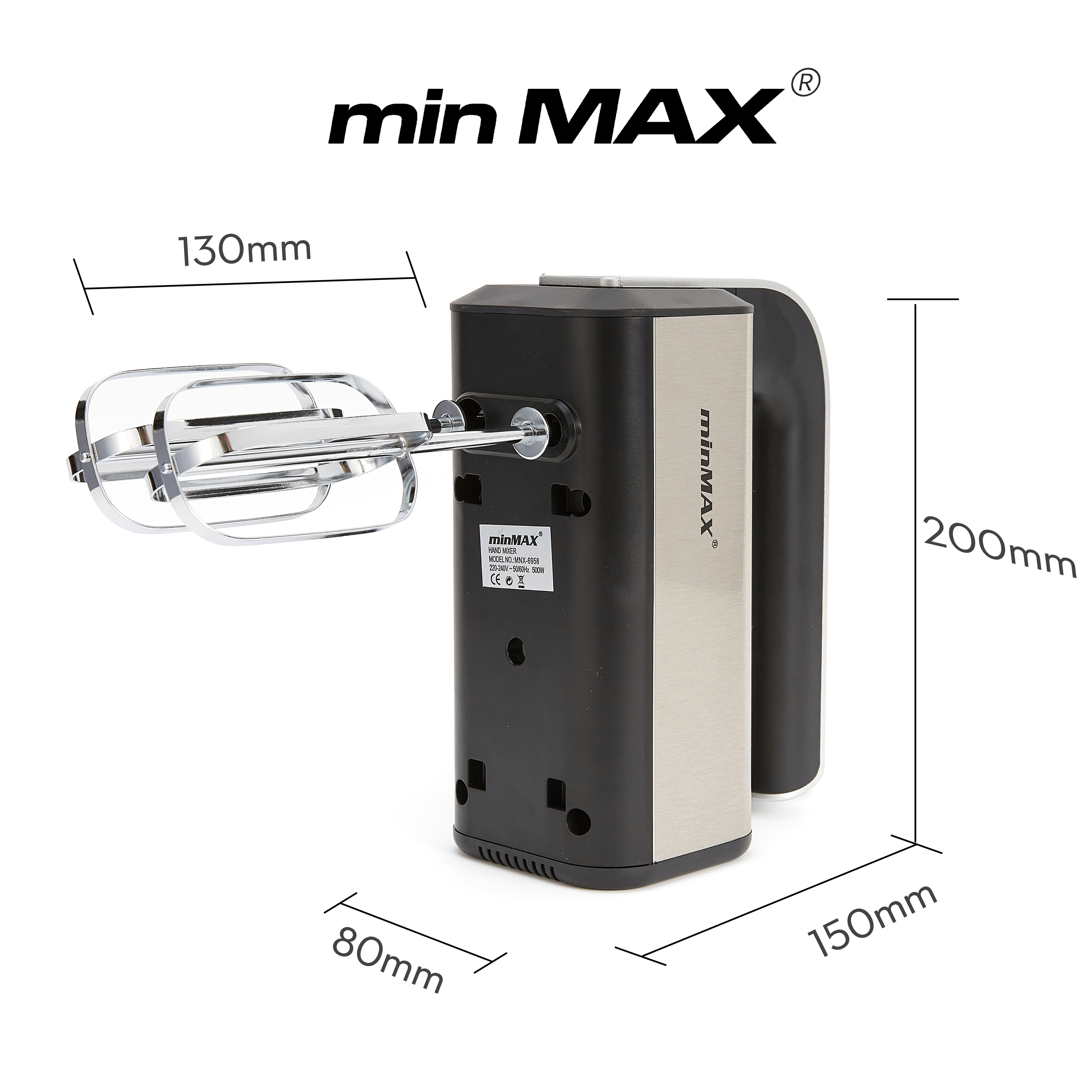 وتجار التجاري التجاري لخلاط البيض بماكينة البيض التي تعمل باليد MNX-6958. Specification image