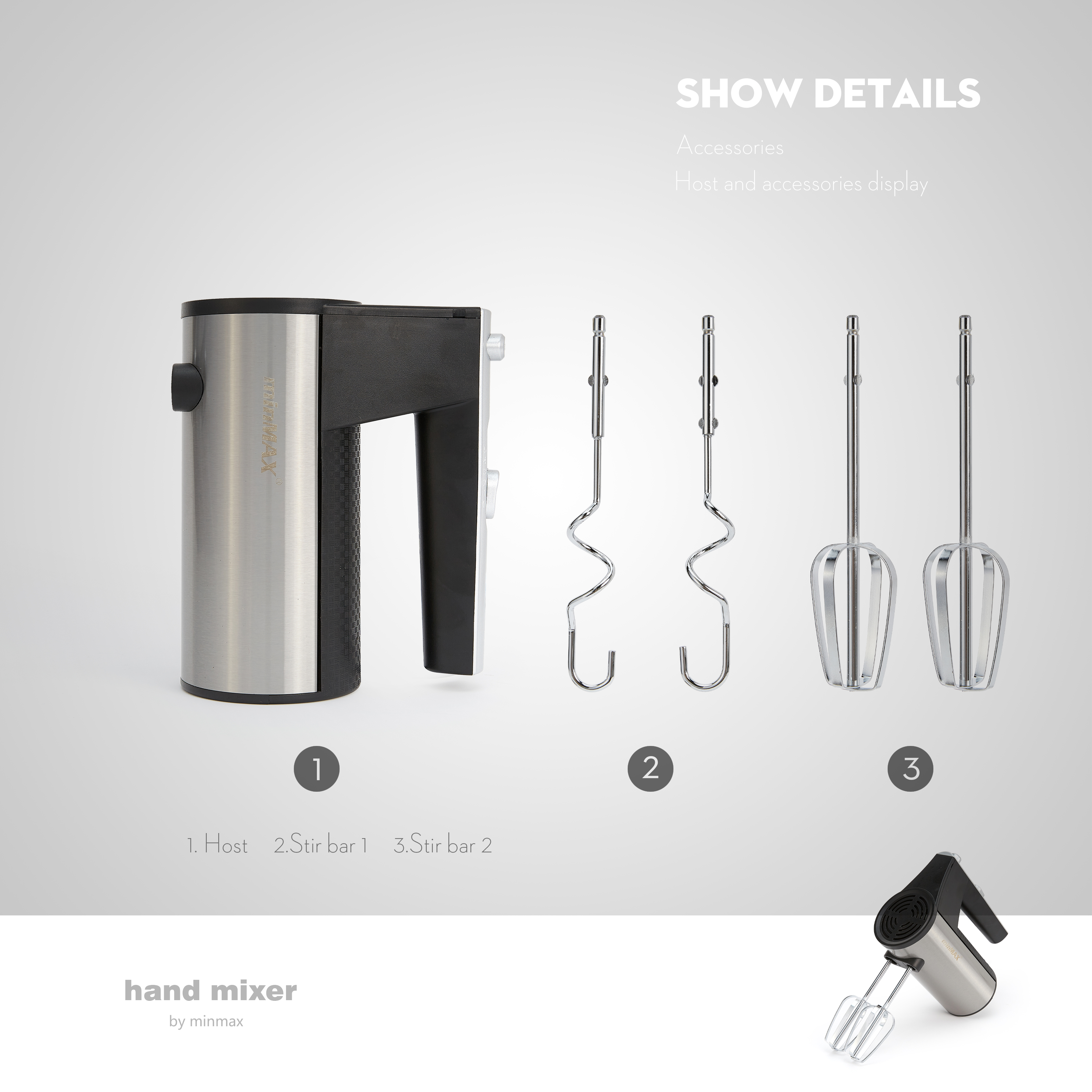 minMAX Handheld electric egg beater 9211 Desktop handheld cream and dough whipping mixer Egg beater Item Picture