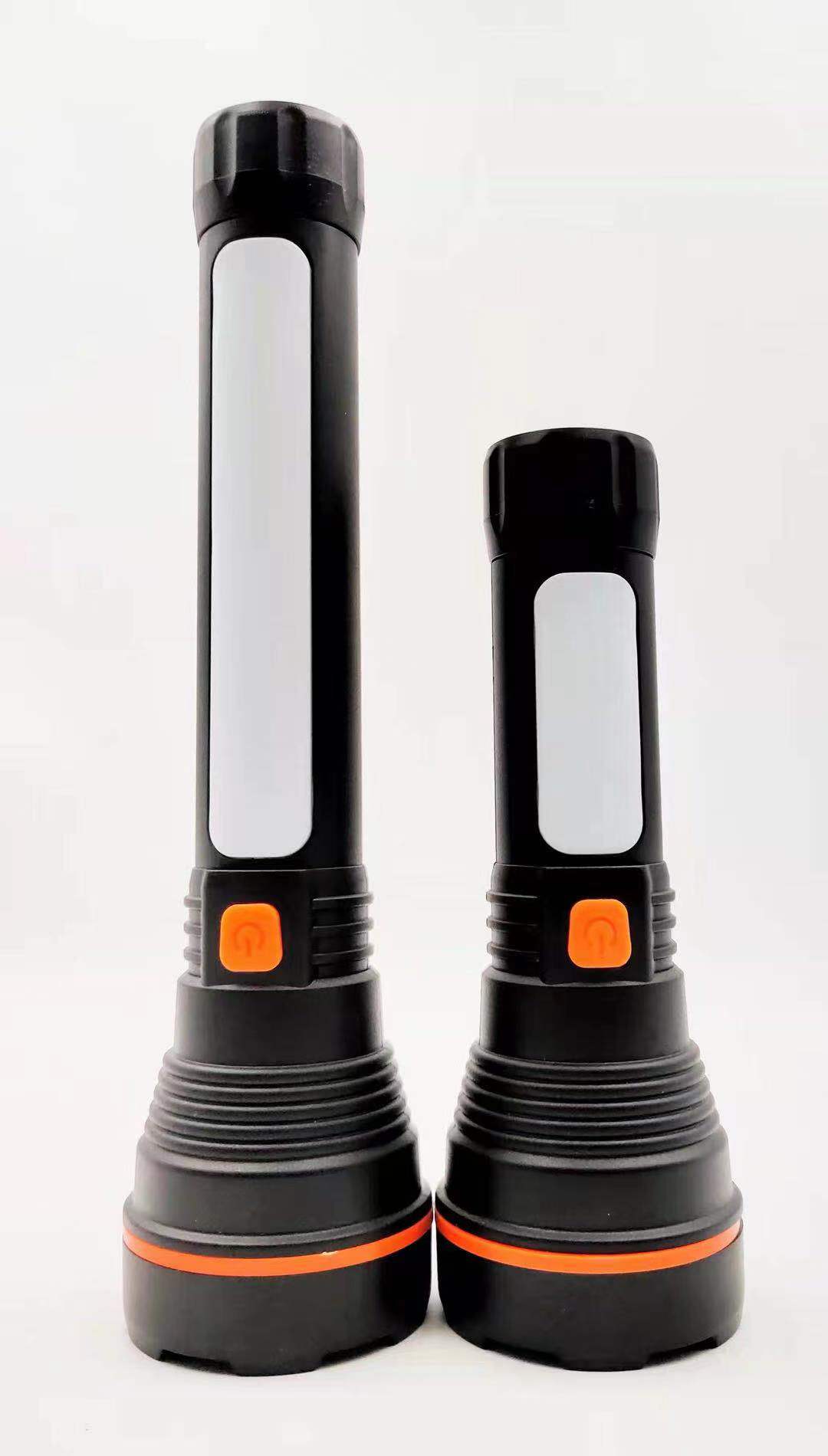跨境新款LED强光手电筒可USB充电带侧灯户外家用工作灯便携探照灯详情图2