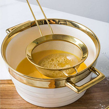 金色不锈钢面粉筛子 网筛面粉筛烘焙工具 手持大号辅食豆浆过滤网