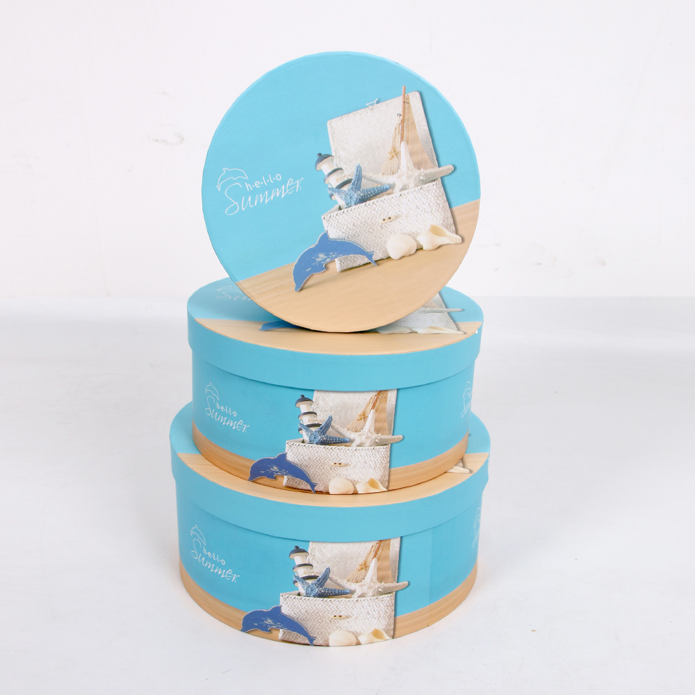 2245# Shihao Round Three-piece Set Flower Gift Box Factory Direct sales flower packaging box and flower arrangement box Specification image