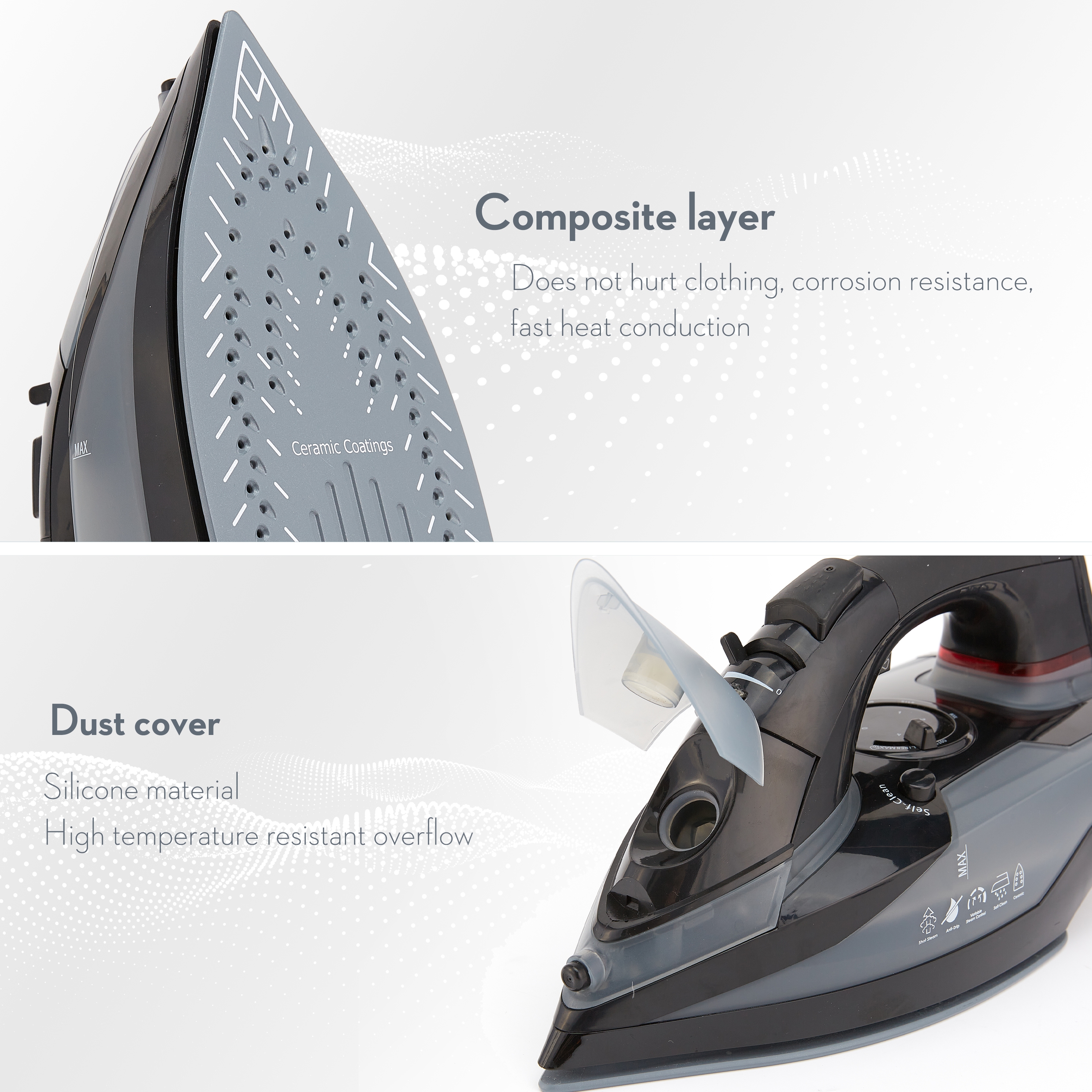 minMAX handheld steam MNI-8808 electric iron, household steam iron, small dry iron, exclusively supplied by an English export manufacturer Specification image