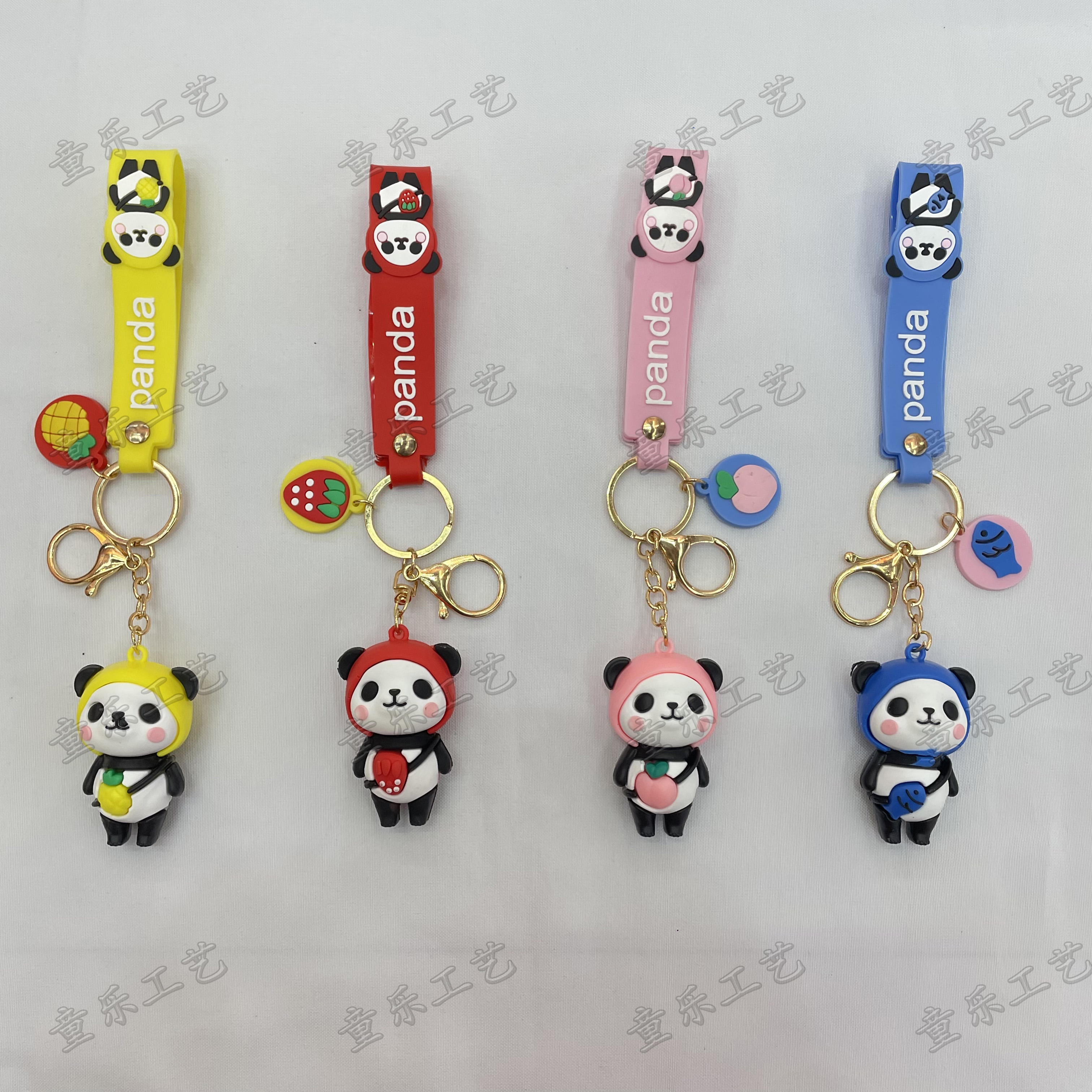 Cartoon cute fruit bear car key pendant, creative keychain, mascot souvenir bag pendant