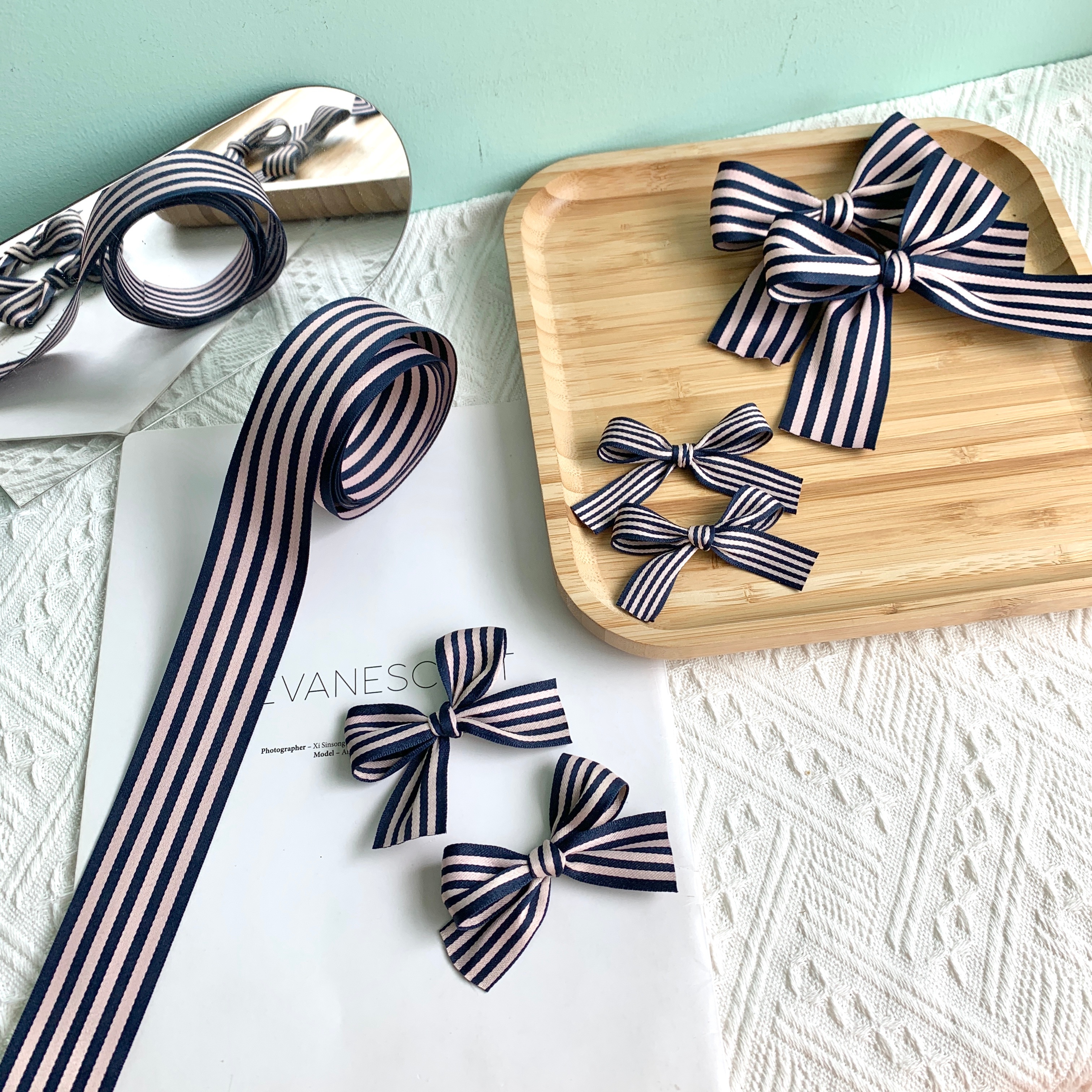 Jianjian Korean woven tape polyester intercolor striped DIY creative accessories for flower gift box packaging accessories Item Picture