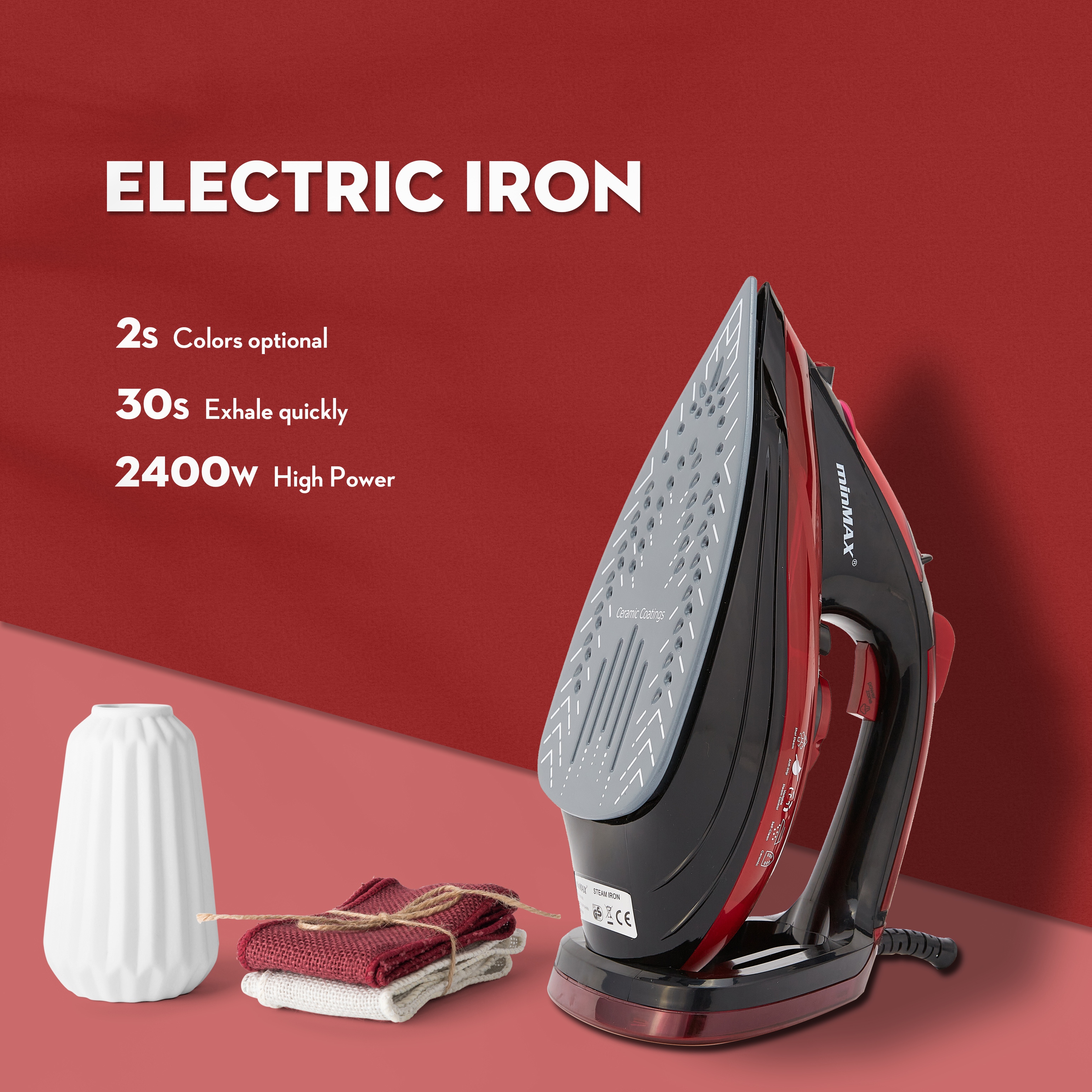 min MAX Electric Iron MNI-8801 Household Steam Handheld Large iron Household Powerful Steam 2400W hanging iron