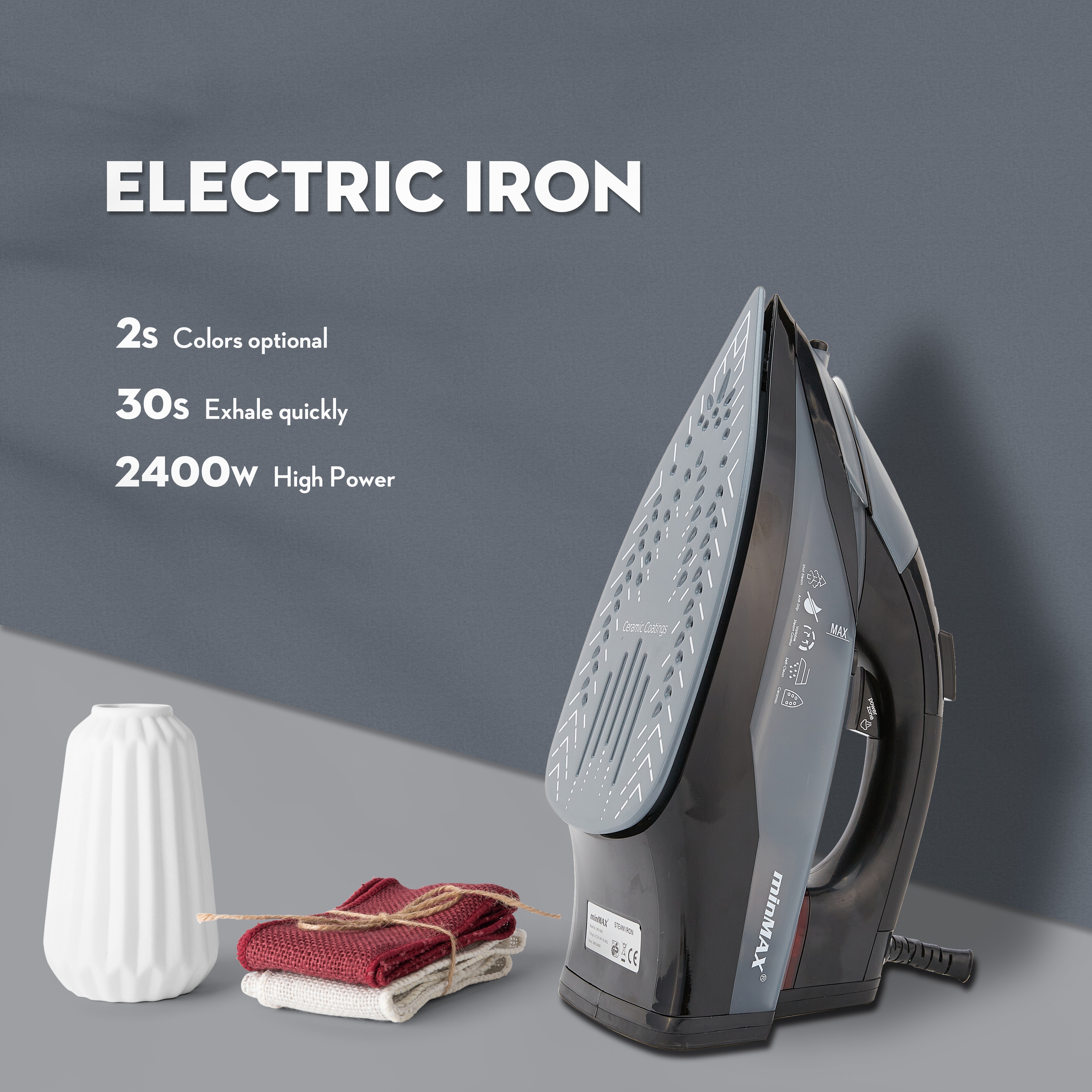 minMAX handheld steam MNI-8808 electric iron, household steam iron, small dry iron, exclusively supplied by an English export manufacturer