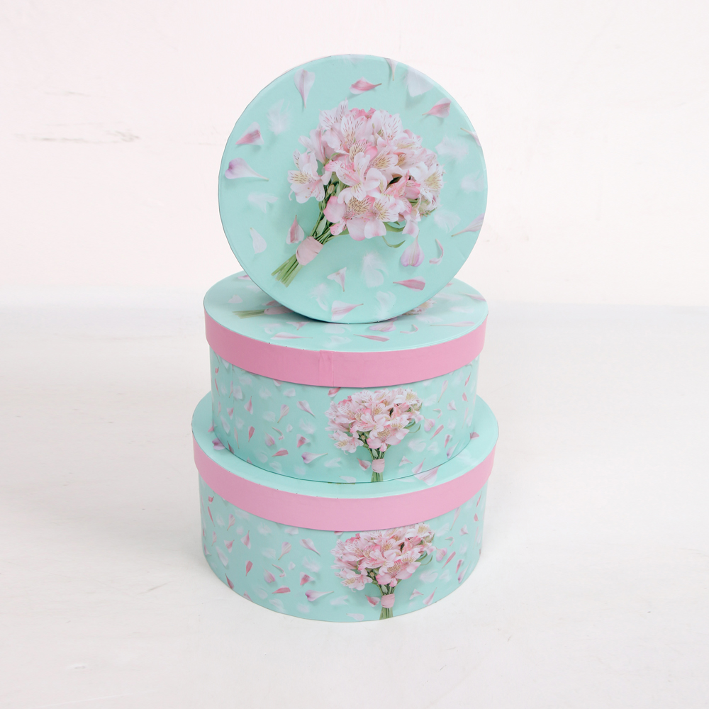 2245# 仕豪圆形三件套 鲜花礼盒 厂家直销鲜花包装盒插花花盒