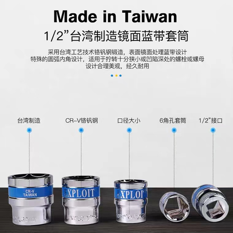 EXPLOIT developed an imported Taiwan socket ratchet wrench set of 32 pieces, a set of automotive repair tools made of chromium-vanadium steel forging details Picture
