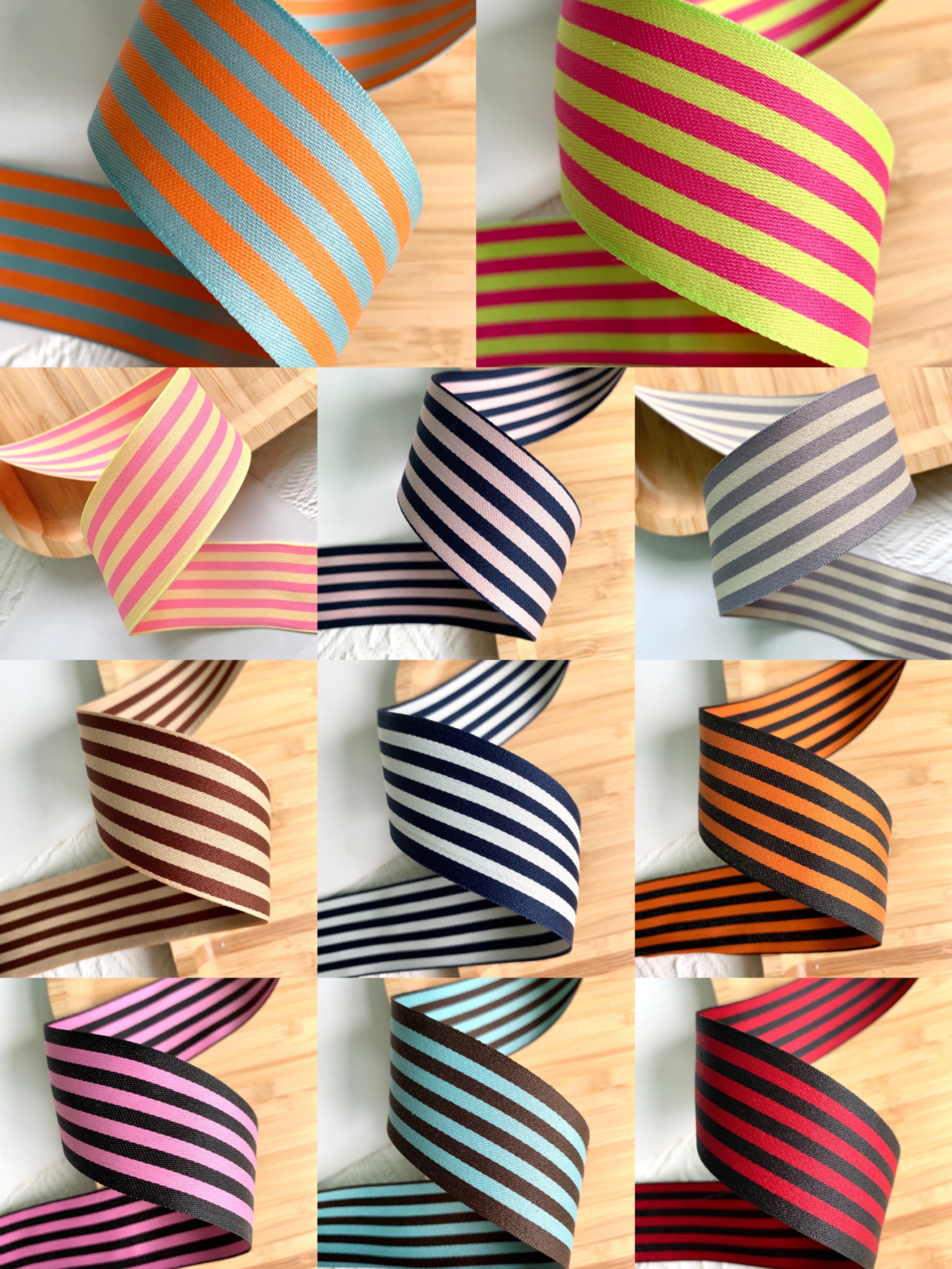Jianjian Korean woven tape polyester intercolor striped DIY creative accessories for flower gift box packaging accessories Specification image