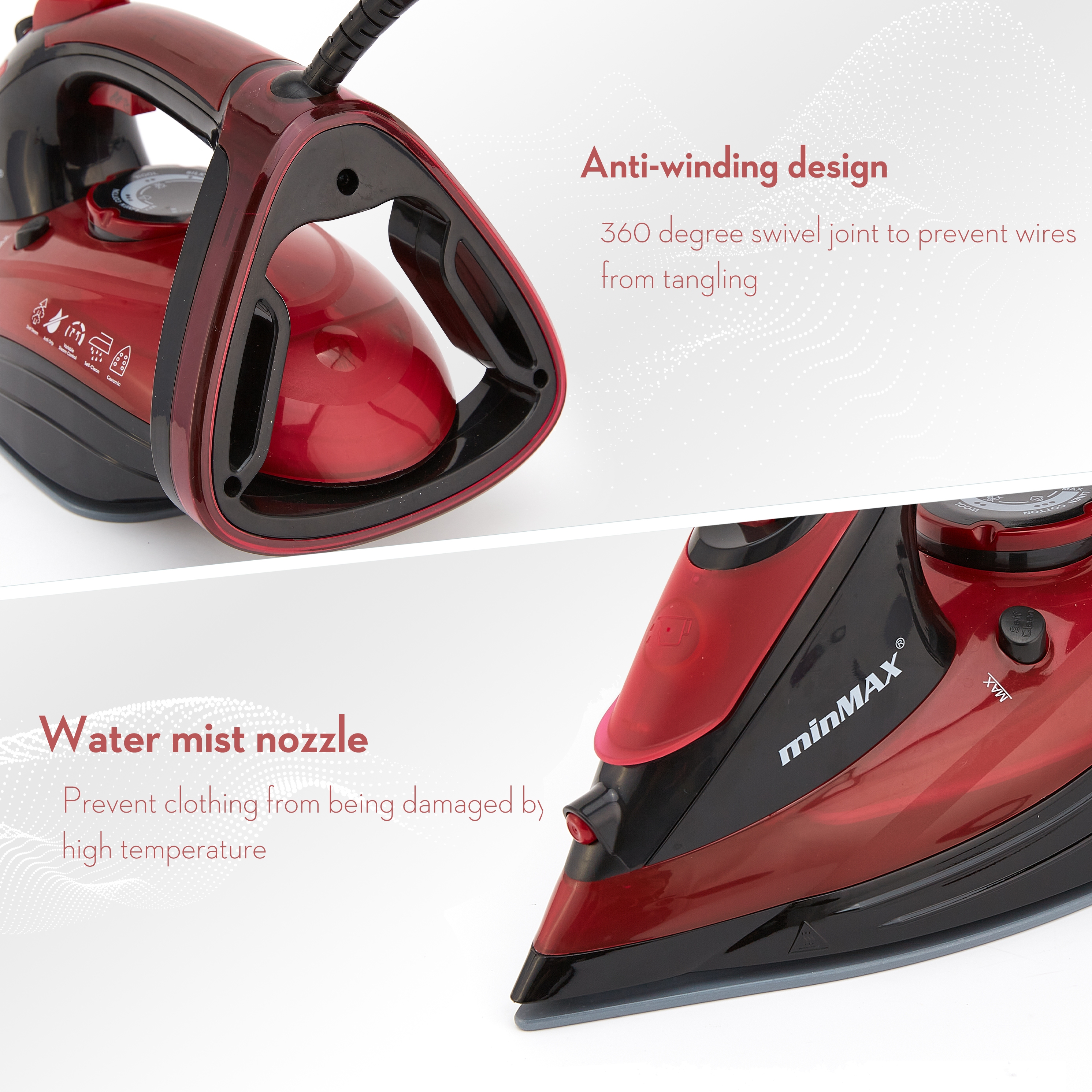 min MAX Electric Iron MNI-8801 Household Steam Handheld Large iron Household Powerful Steam 2400W hanging iron Item Picture