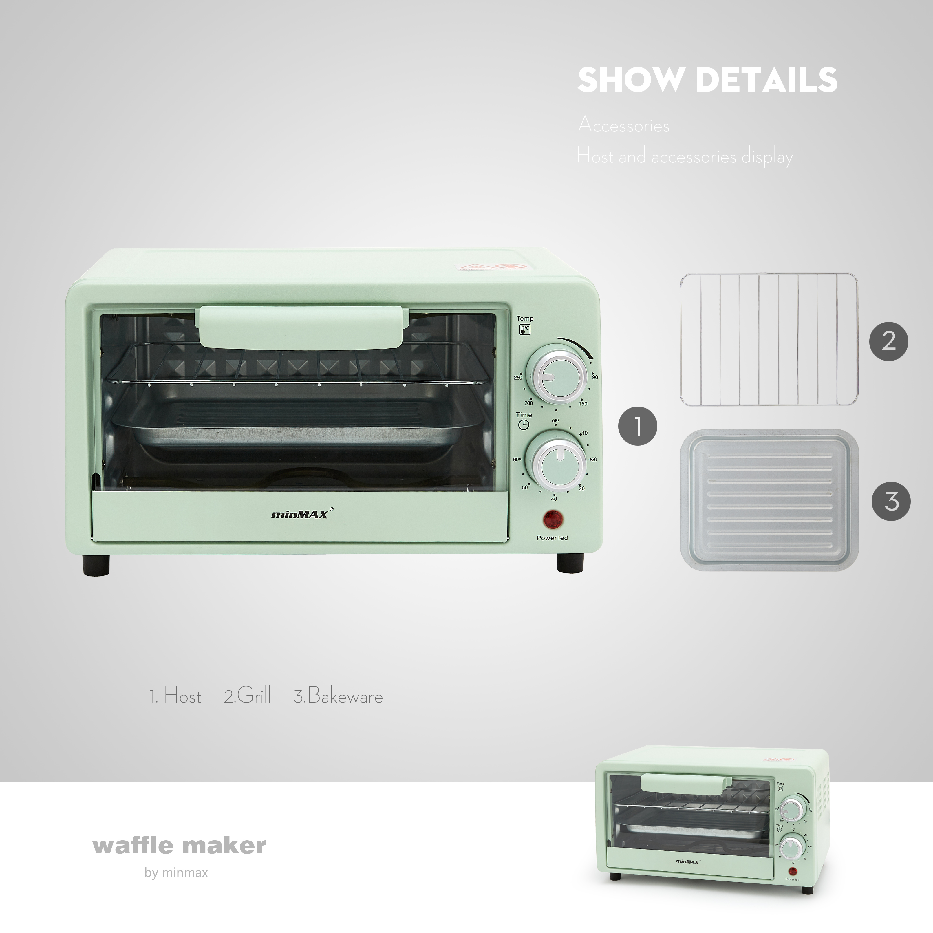 Fábrica directa minMAX nuevo horno casero desayunador 5020 multifuncional hornear torta hornear comercio exterior Specification image