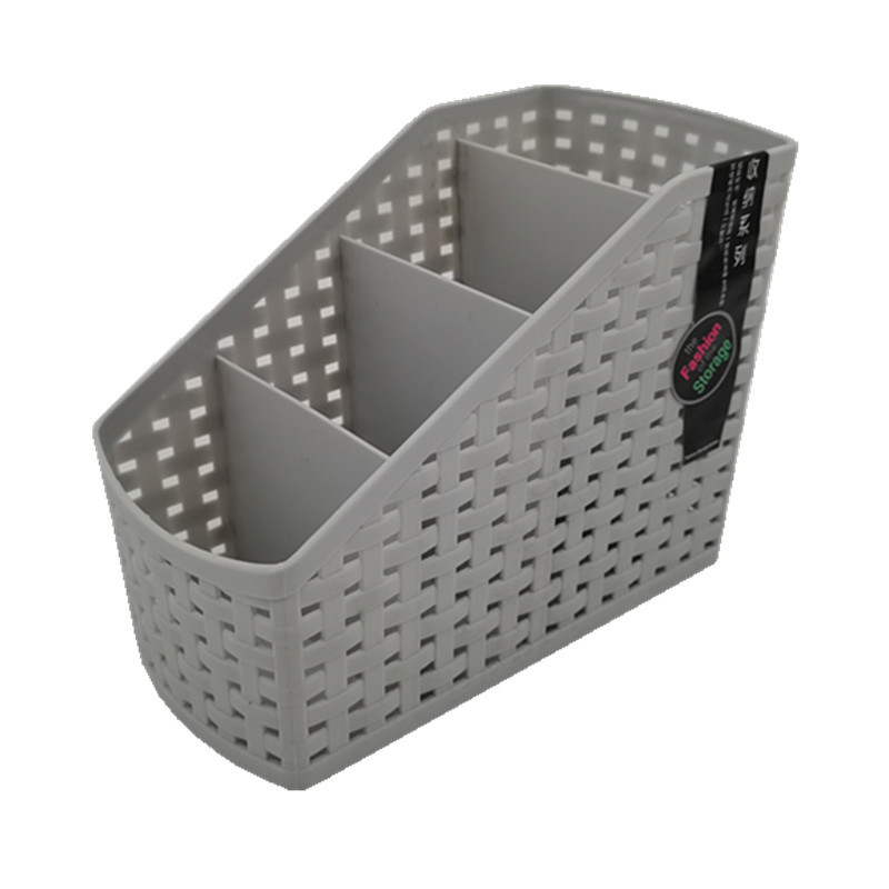 Imitation rattan woven trapezoidal four-compartment plastic storage box