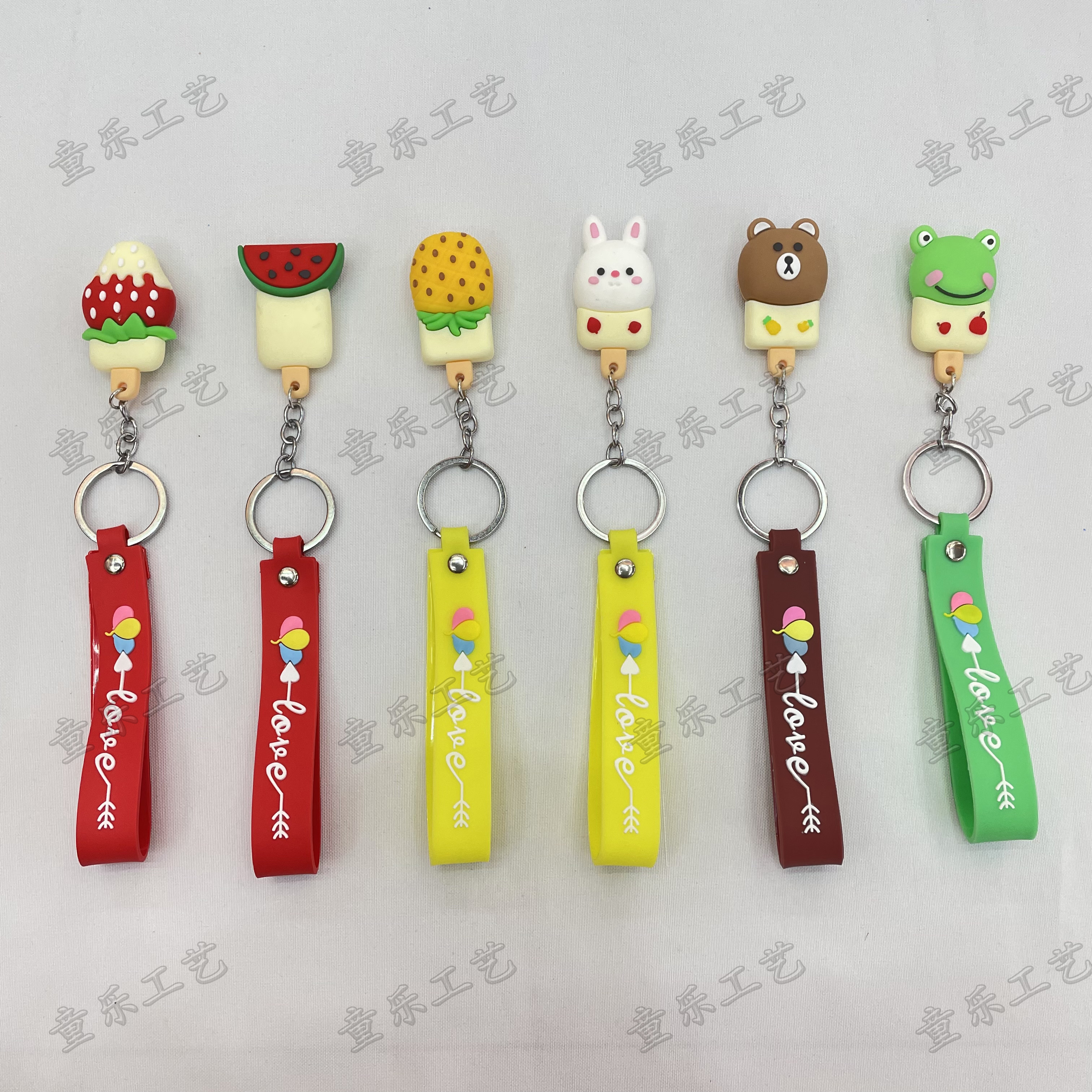 新款卡通可爱水果动物冰淇淋钥匙扣夏季雪糕冰棒个性箱包挂饰礼品手机挂件
