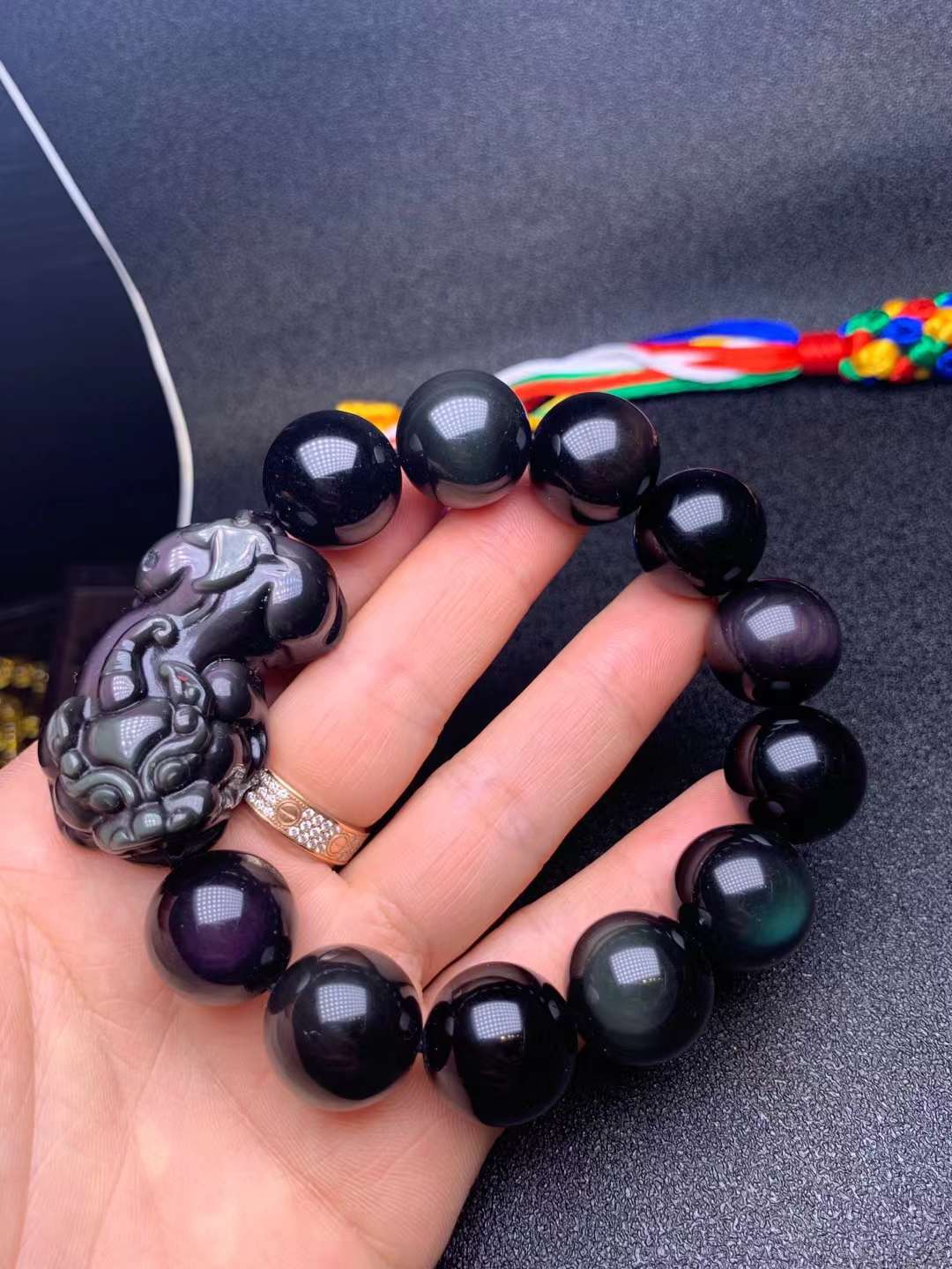 手链/貔貅/黑曜石白底实物图