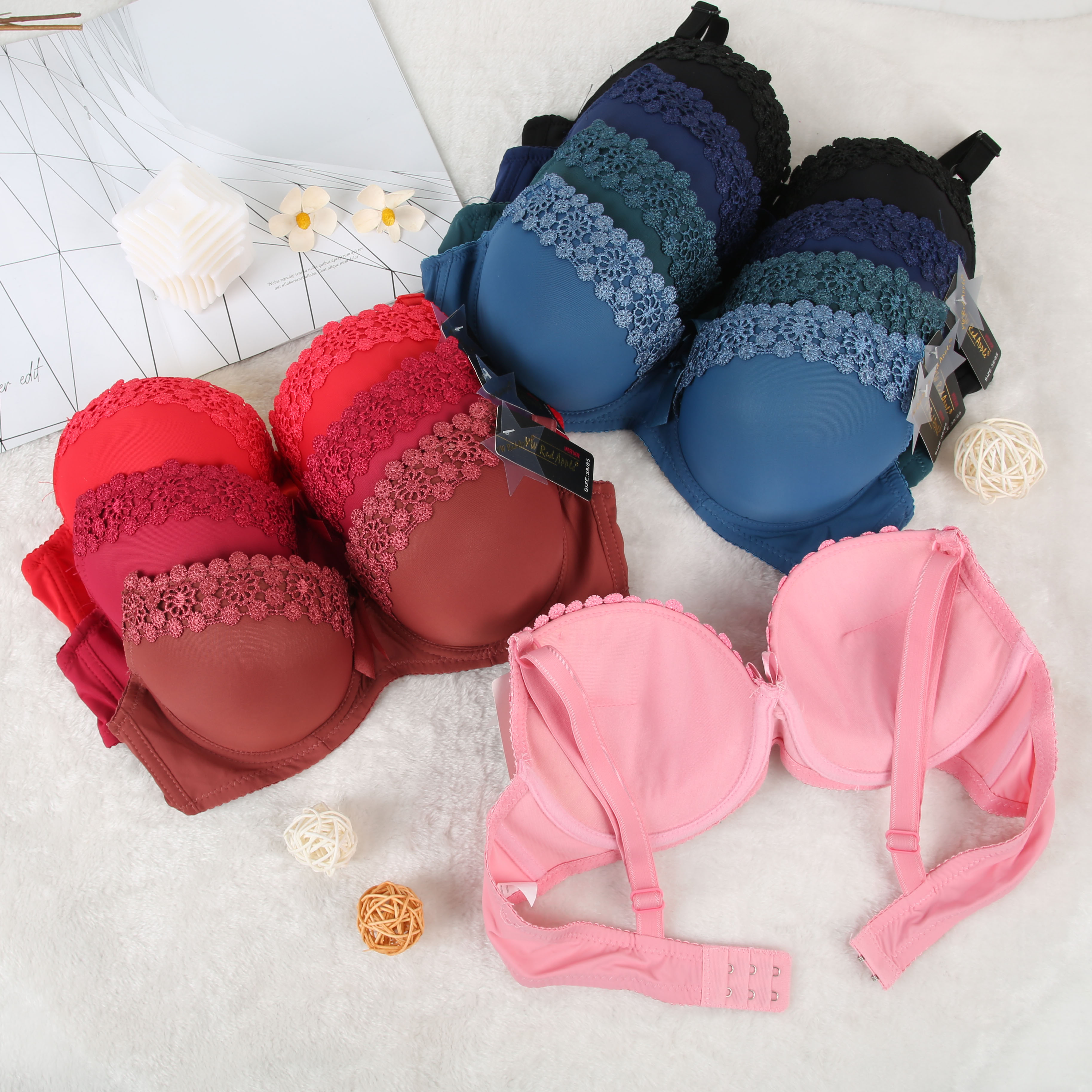 跨境南美欧美外贸无钢圈女士光面内衣无痕薄款文胸上托聚拢胸罩女