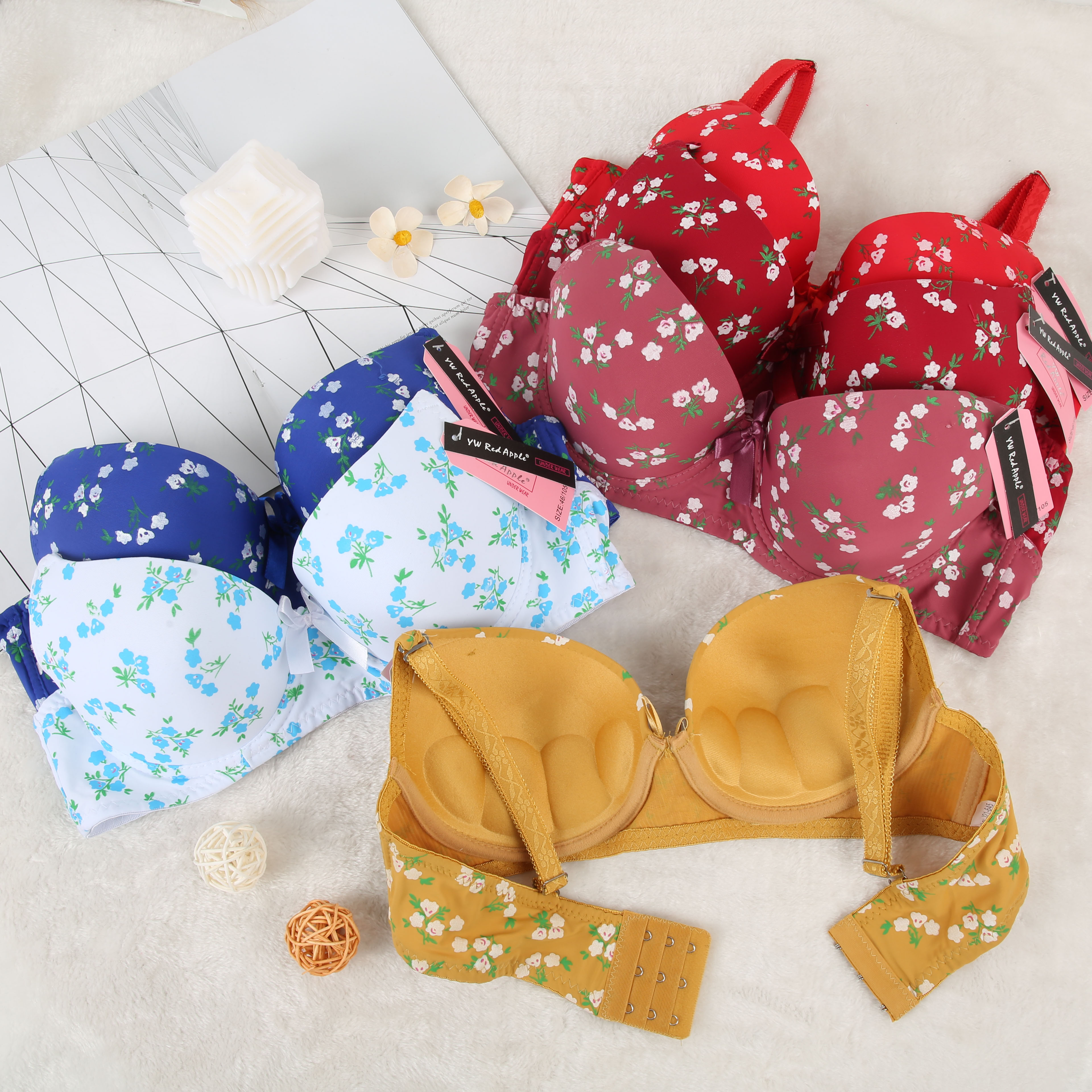 跨境 南美欧美大码无钢圈蕾丝内衣小胸聚拢模杯防下垂性感文胸调整型胸罩女图