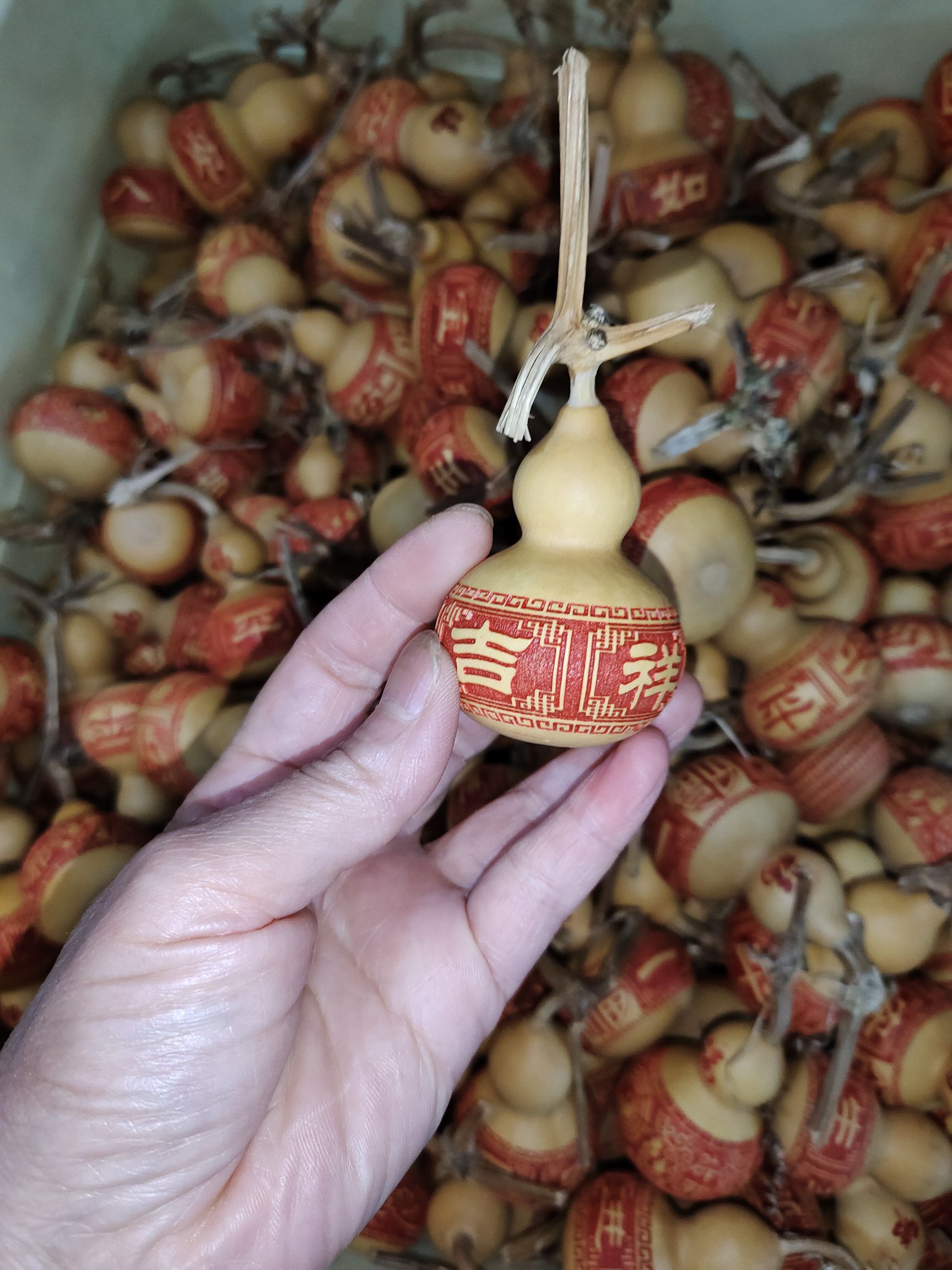 雕刻带把手捻朱砂葫芦吉祥如意