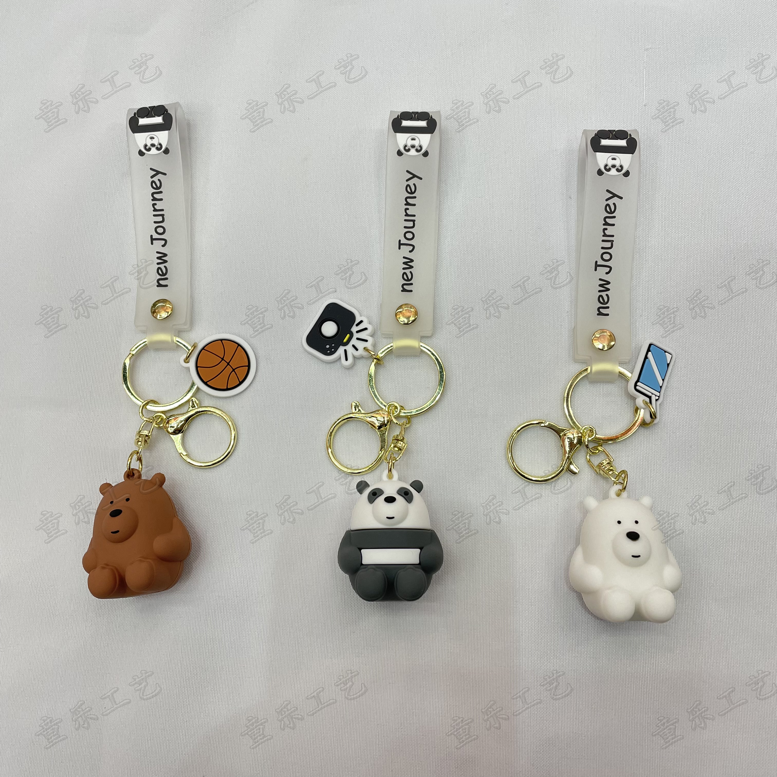 卡通钥匙扣网红坐姿小熊憨憨可爱创意钥匙圈汽车包包挂件手机挂件
