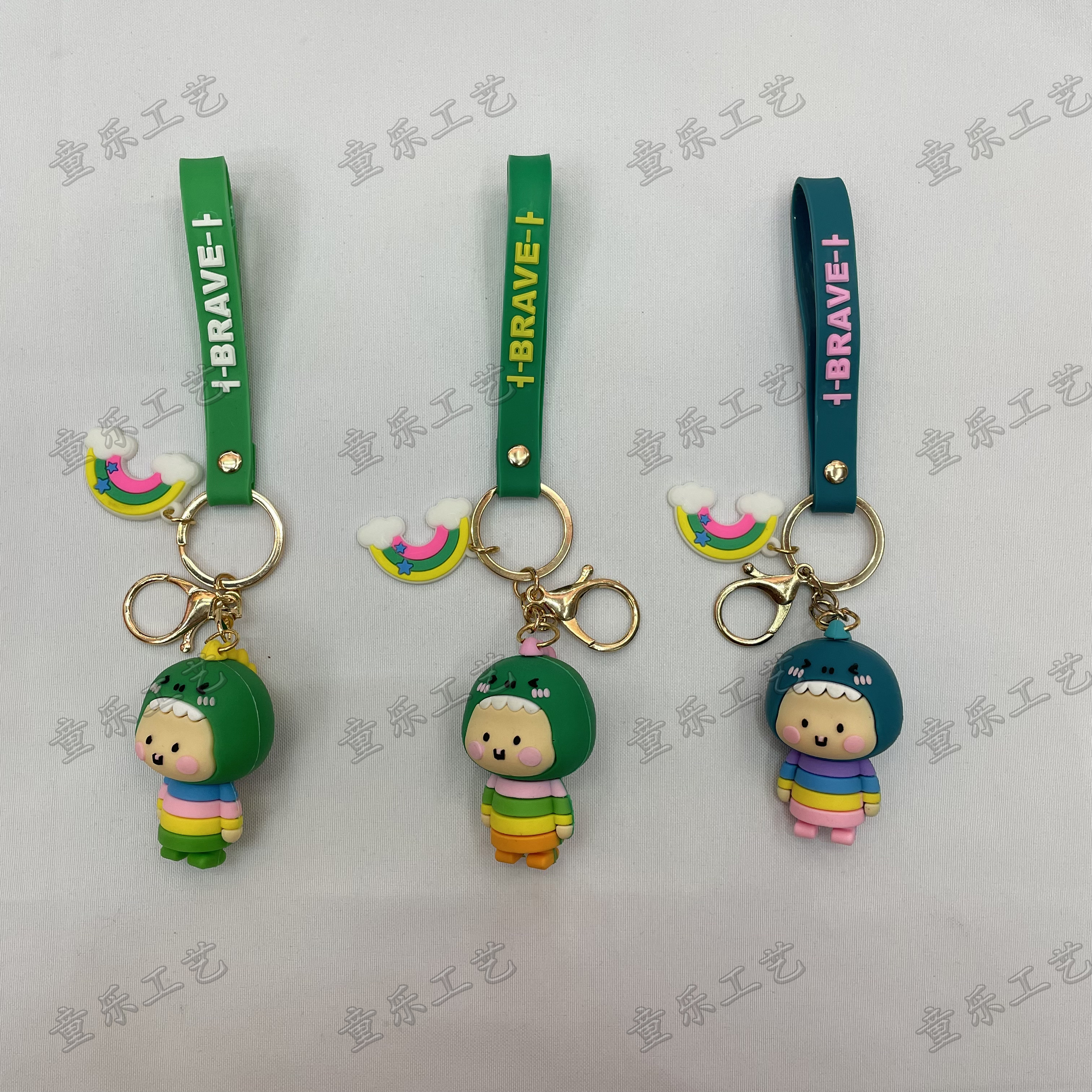 Rainbow doll keychain, cute little dinosaur doll for girls, schoolbag pendant, ins bag, backpack trendy doll pendant details Picture