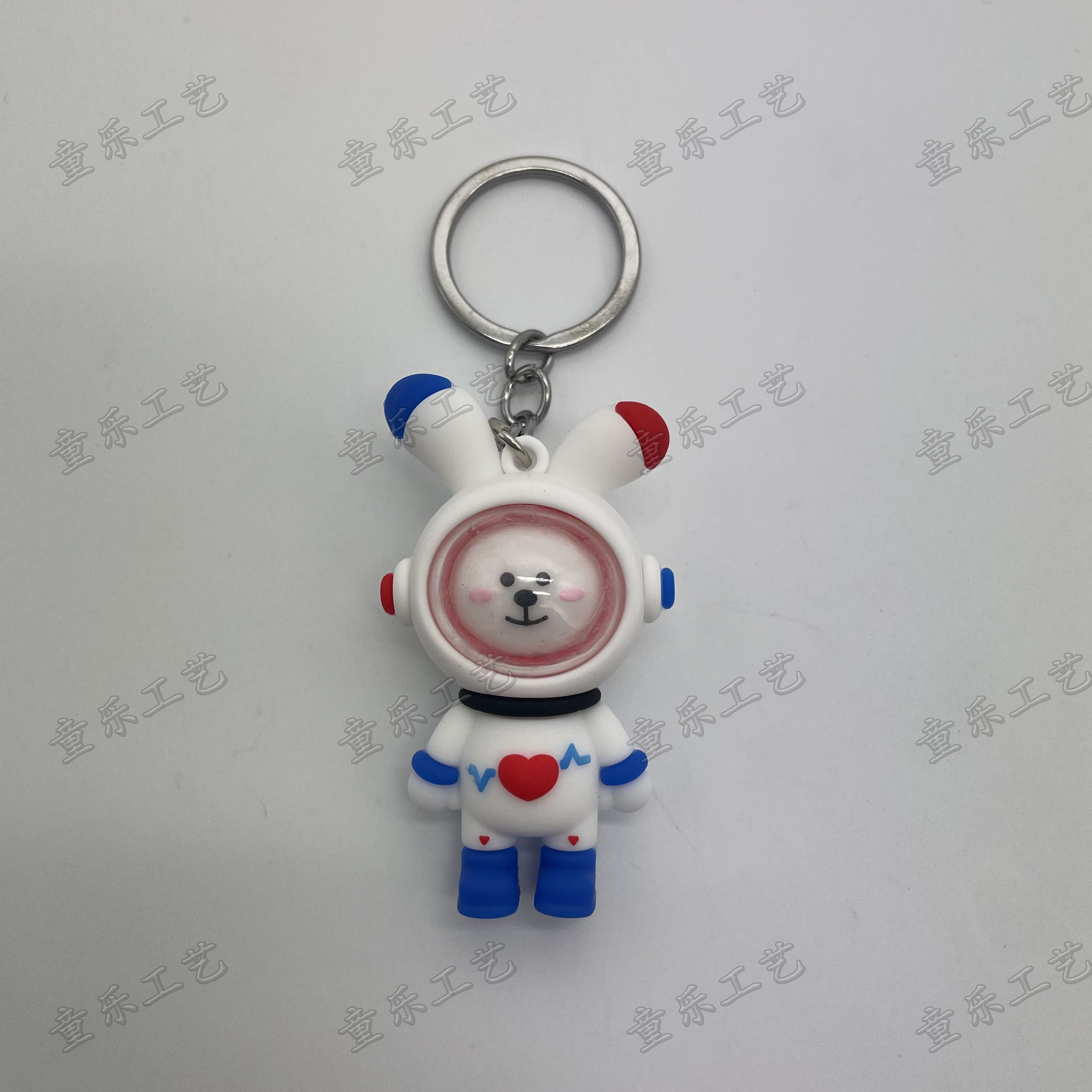 Space mask, rabbit key chain, cute cartoon doll, creative car key pendant, bag, key chain, can be equipped with a rope details Picture