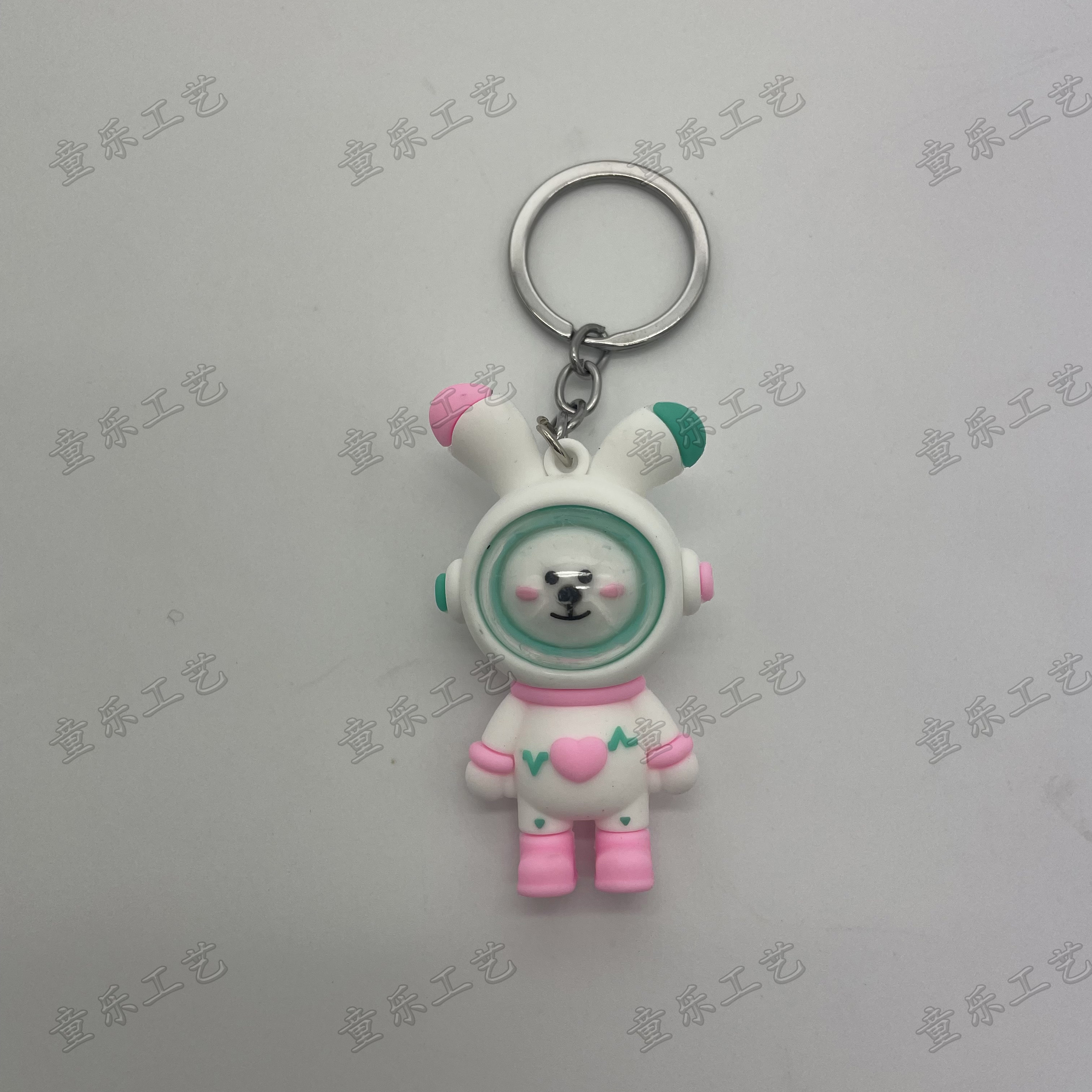 Space mask, rabbit key chain, cute cartoon doll, creative car key pendant, bag, key chain, can be equipped with a rope Specification image