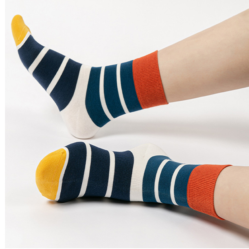 Custom-made striped all-cotton classic women's socks Specification image