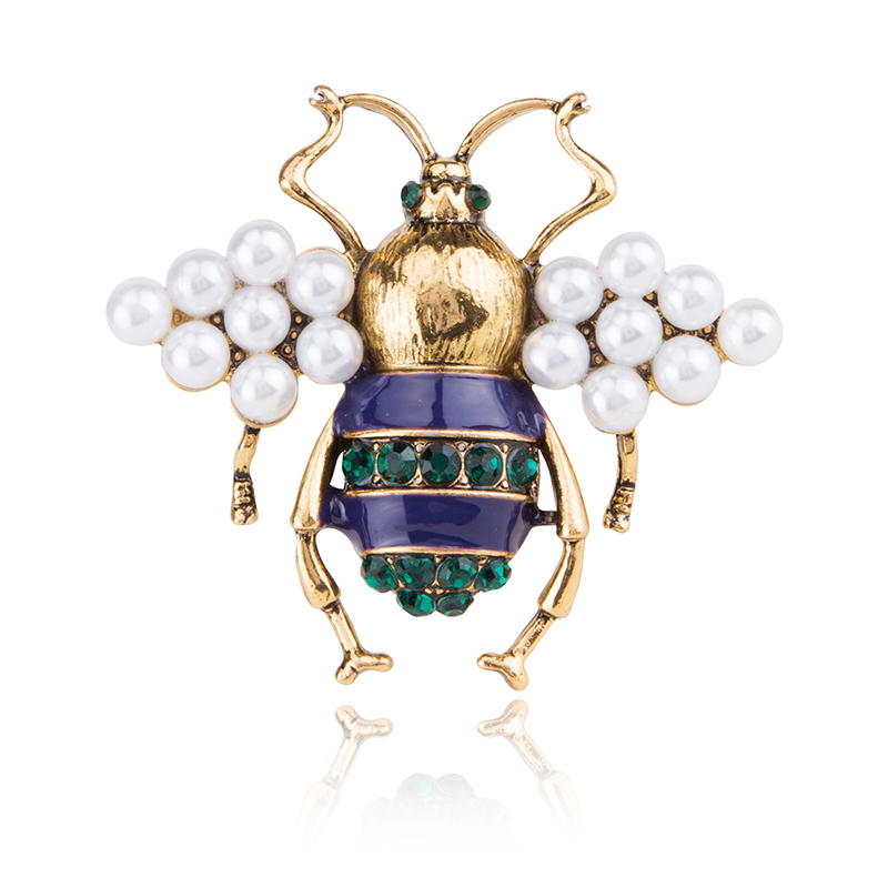 Factory direct sales for foreign trade, popular high-end new brooches with rhinestones, pearls, bees, creative European and American luxury high-end pearl pins, pearl coats, corsages, mom gifts Item Picture