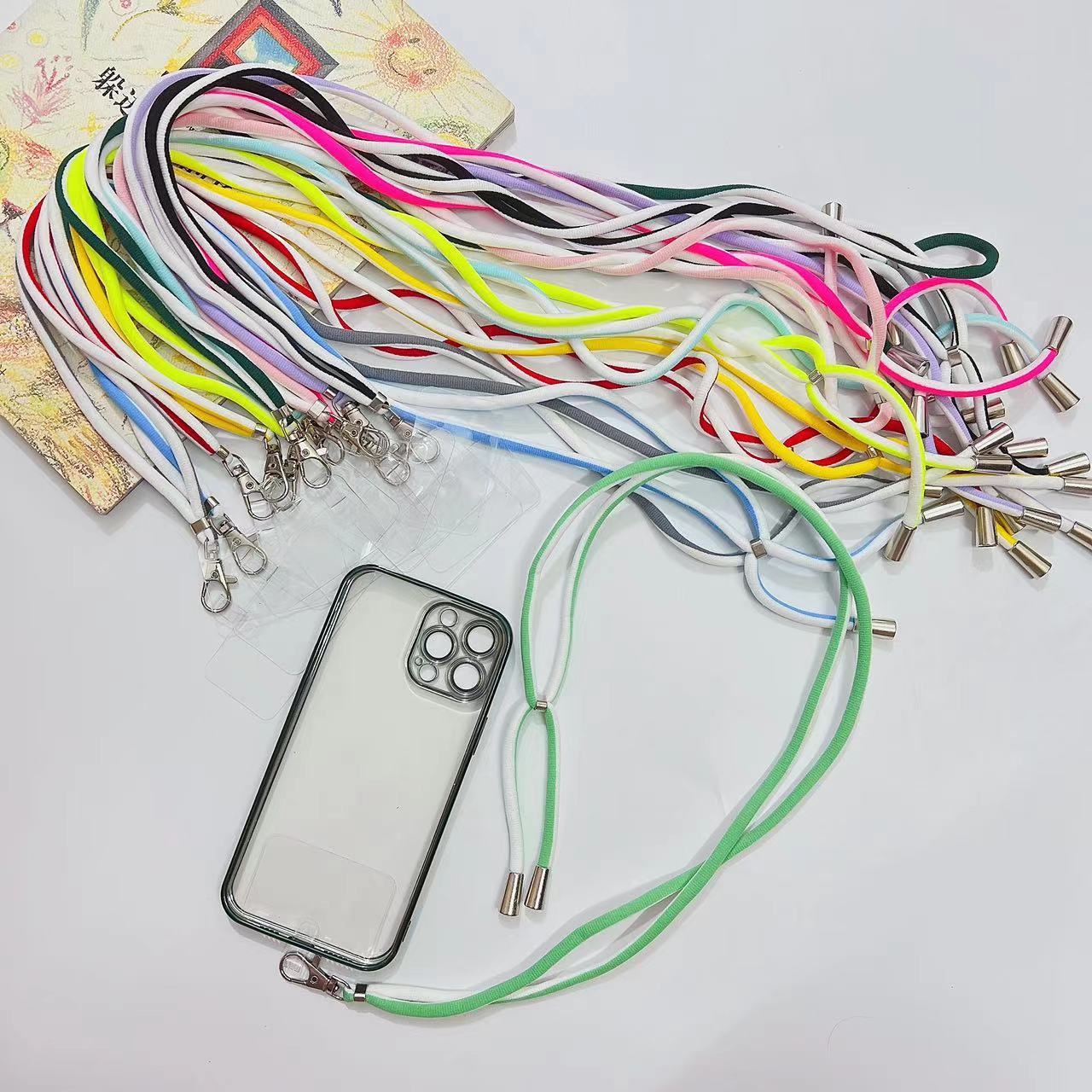 手机挂绳/可挂脖吊绳/手机挂绳夹片白底实物图