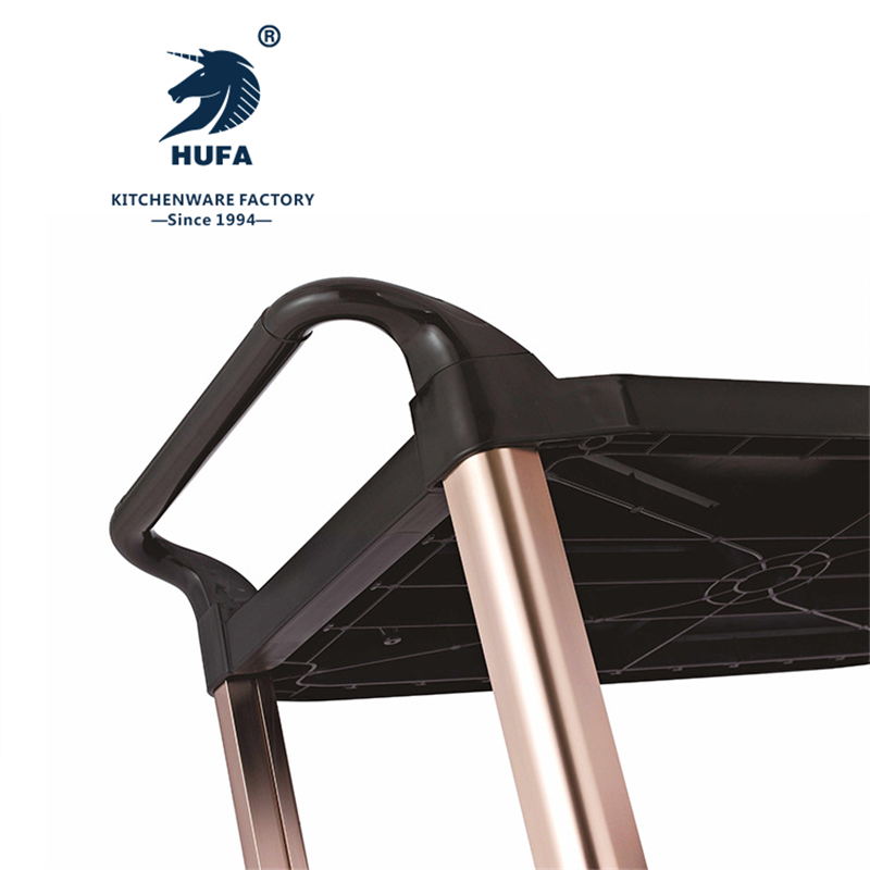 Thickened plastic three-layer hotel restaurant food delivery trolley, silent wheel, restaurant service trolley, three-layer thickened food collection trolley, bowl collection trolley, restaurant small trolley, mobile hotel commercial hand-pushed food side, hotel removal trolley, trolley Specification image