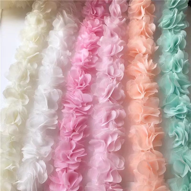厂家直销雪纺花边 立体花朵 蕾丝多色现货 diy手工配饰服装辅料 details Picture
