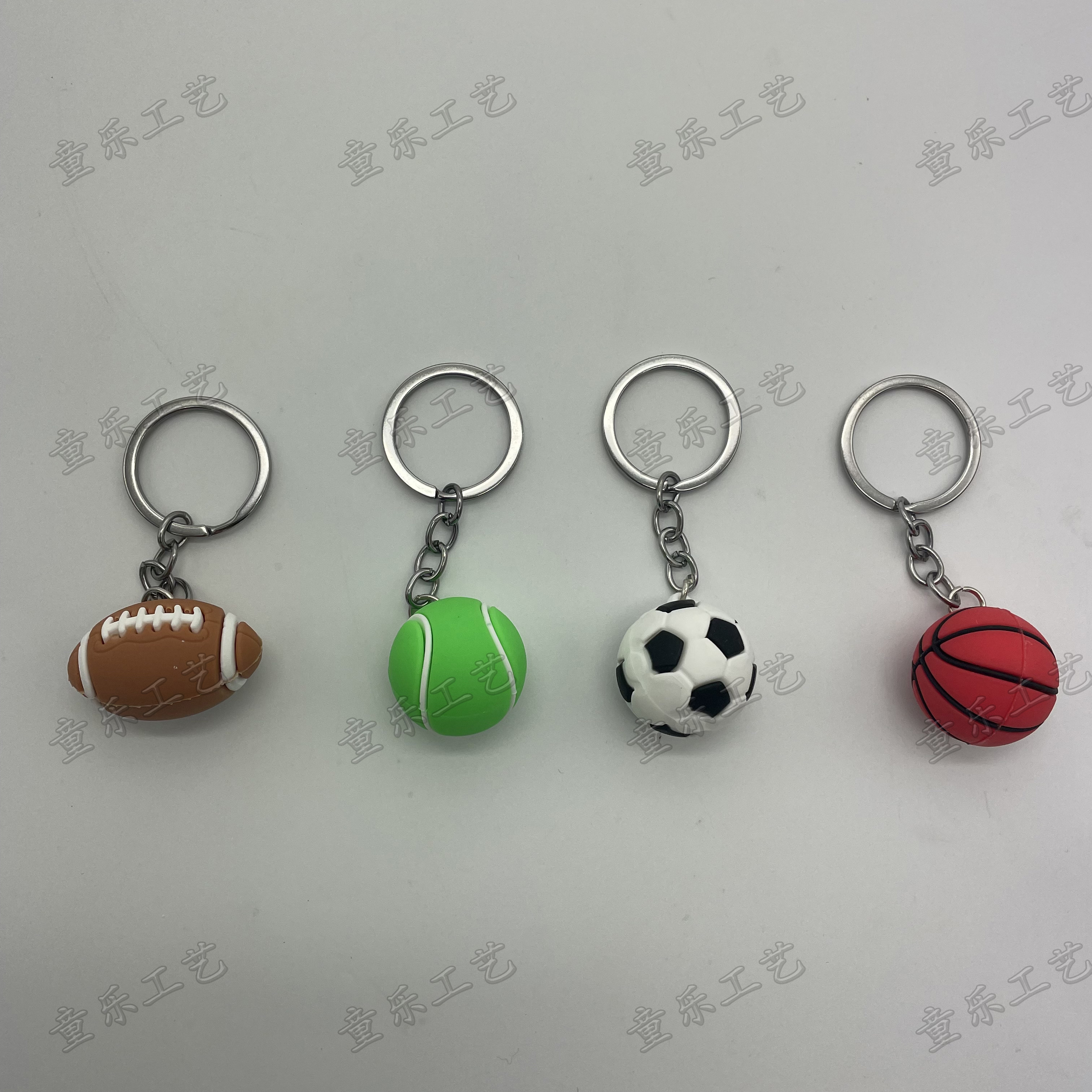 New mini soft rubber basketball keychain, realistic sports goods, rugby and tennis pendants, event gifts