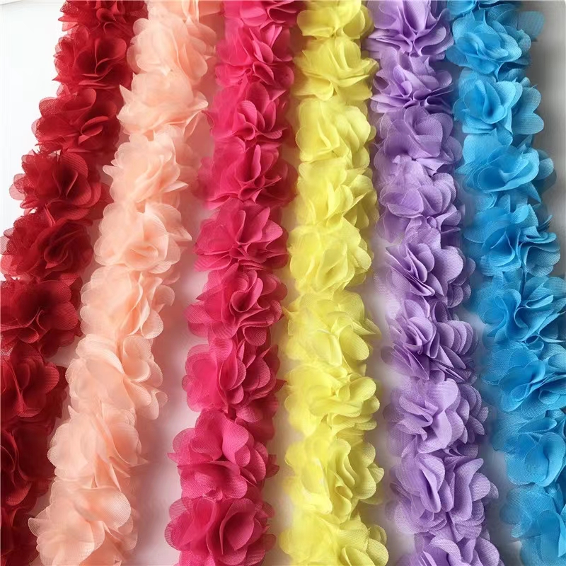 厂家直销雪纺花边 立体花朵 蕾丝多色现货 diy手工配饰服装辅料