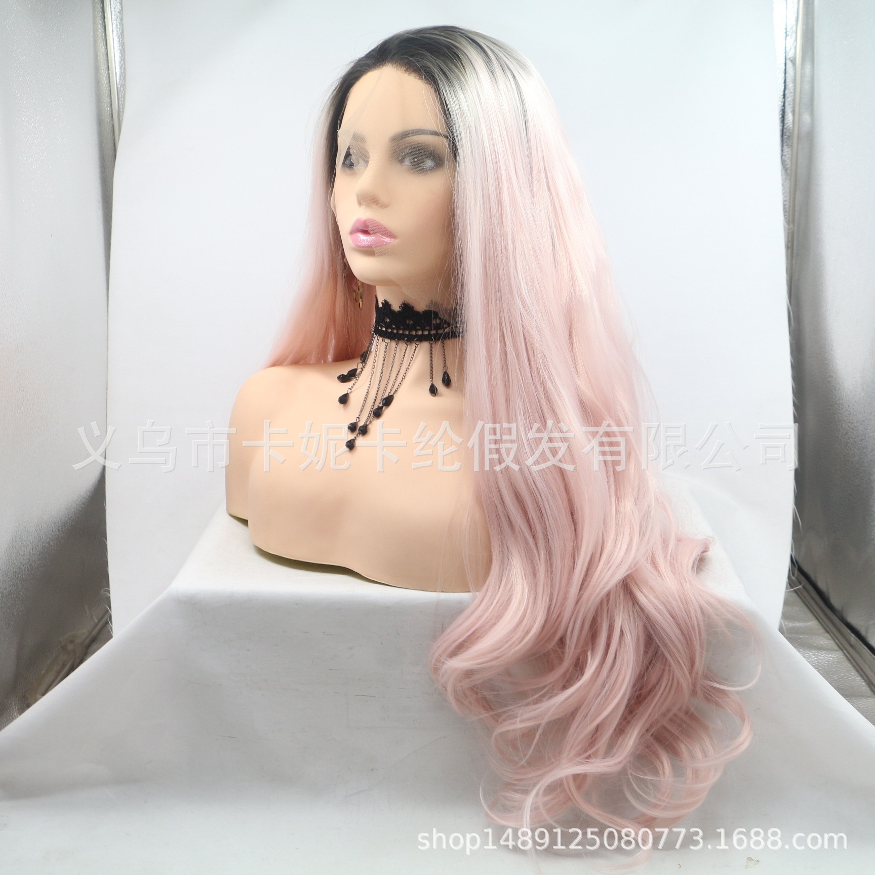 European and American fashion long straight hair synthetic fiber wig women's headwear in stock wholesale Specification image
