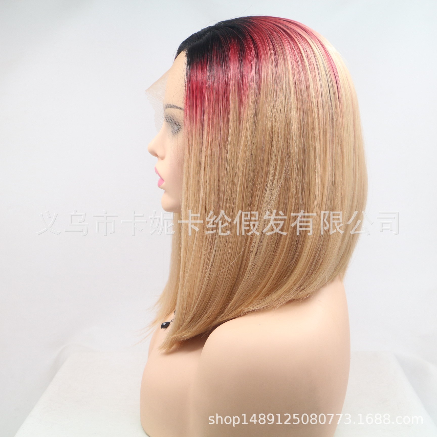 European and American fashion mid-parted shoulder-length synthetic fiber wigs for women are in stock and available for wholesale Specification image