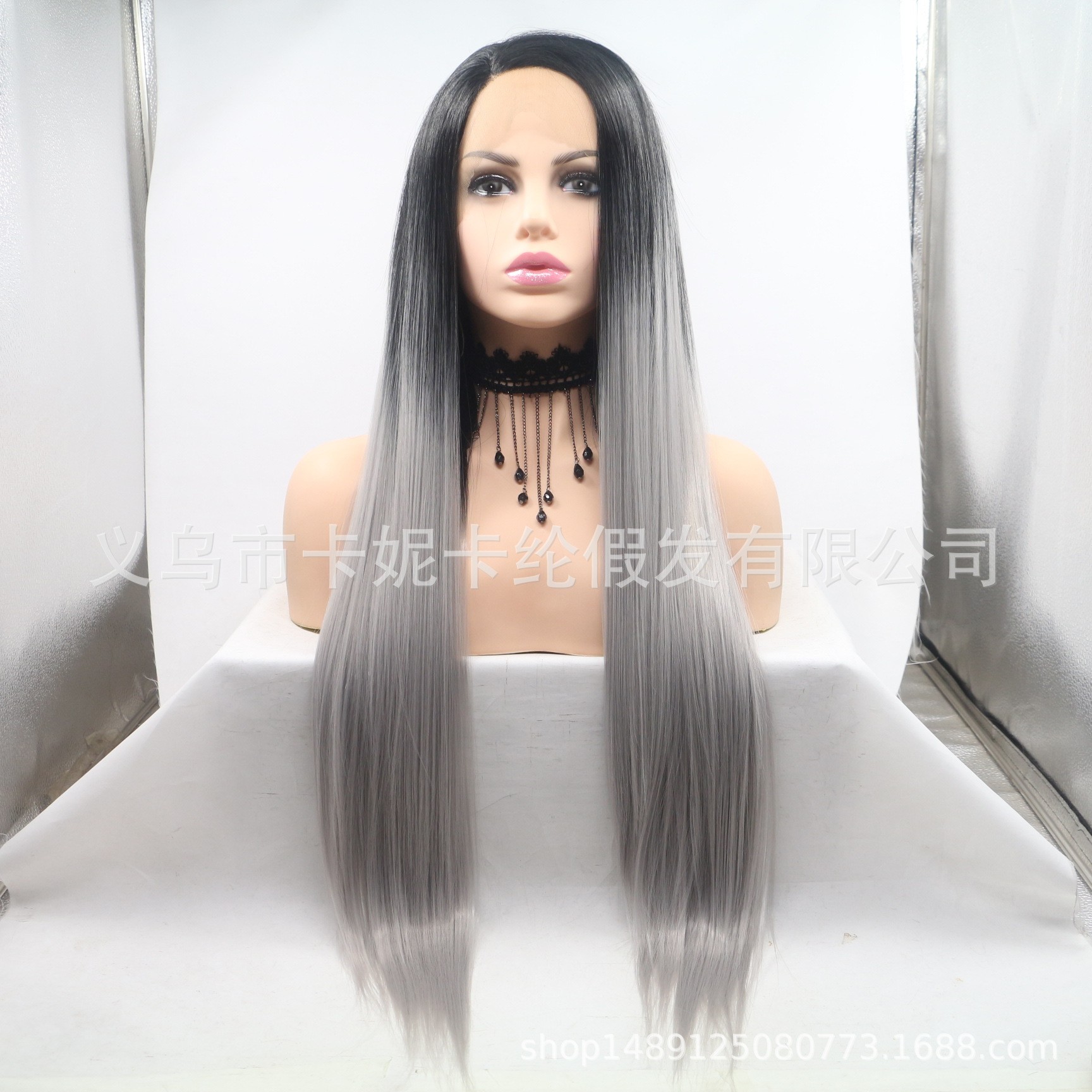 NEWLOOK European and American fashion long straight hair synthetic fiber wigs for women are in stock and available for wholesale Specification image