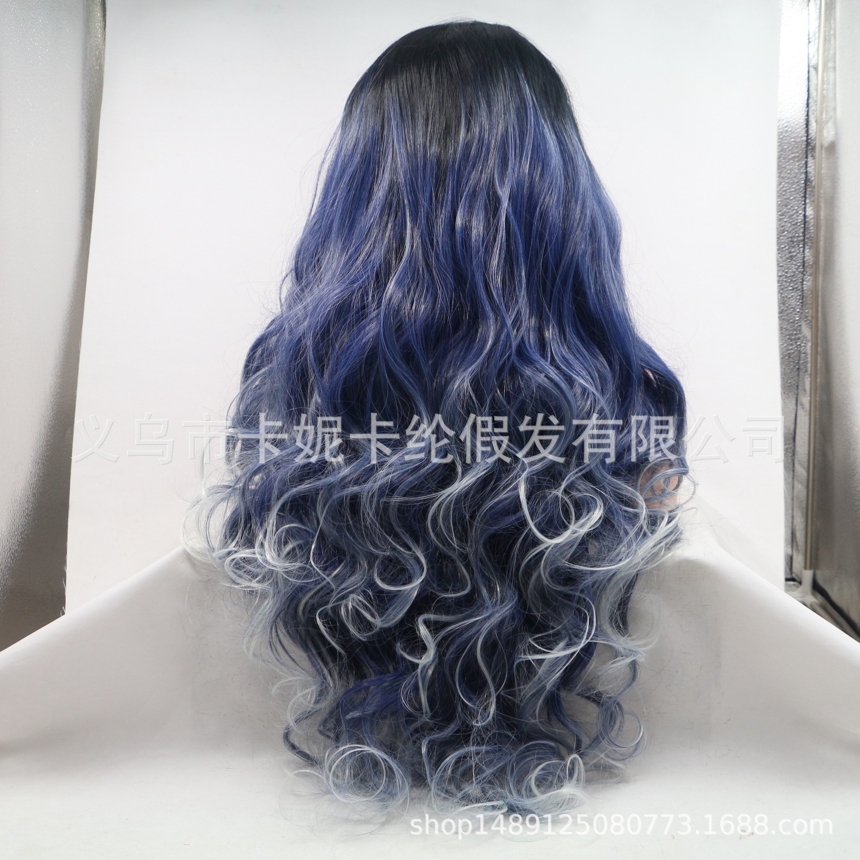 Front lace synthetic fiber wig, European and American women's small and long curly hair, gradient T color one-piece hair replacement Specification image