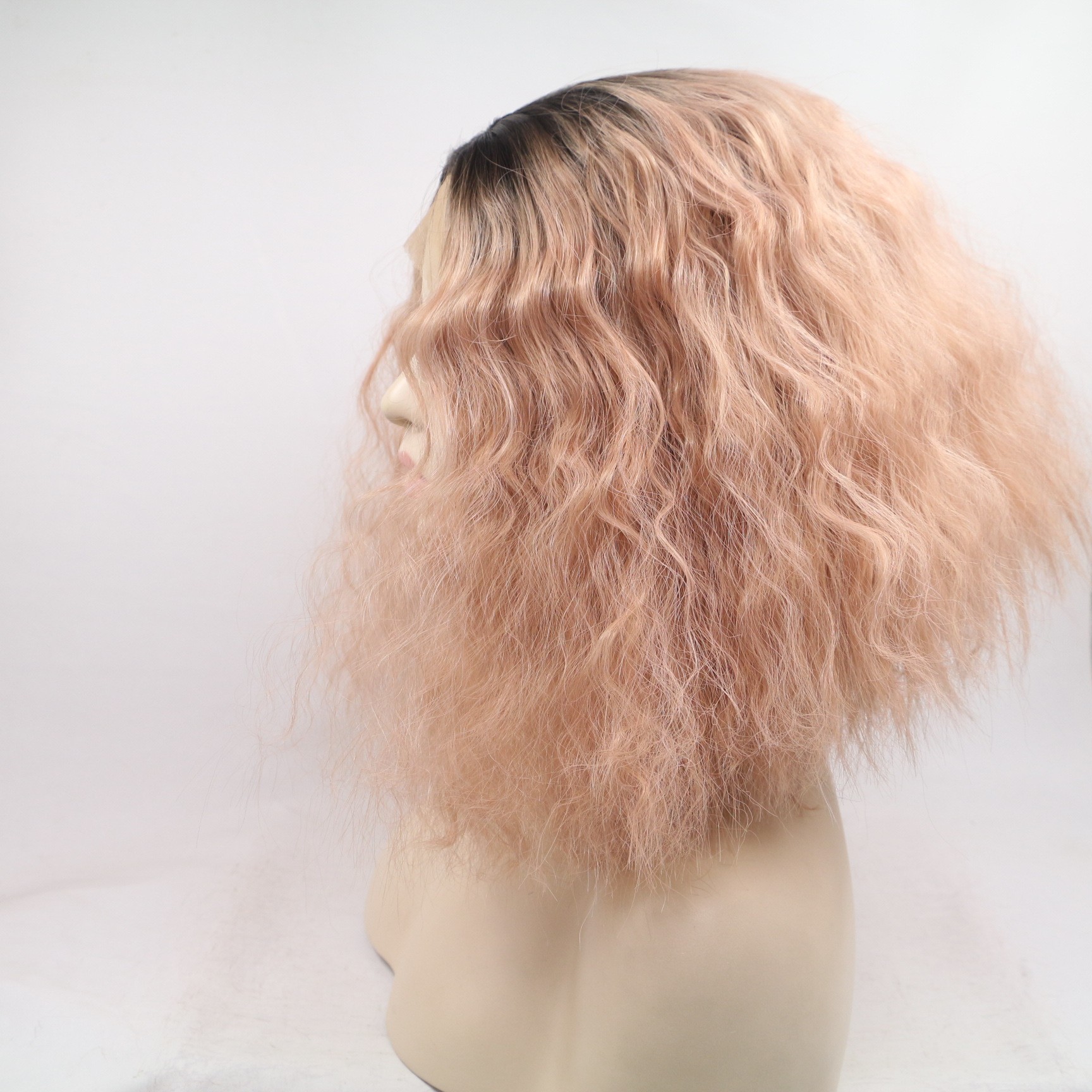 NEW LOOK 2022 Fashion wig, European and American pink small curved half hand hook front lace synthetic fiber