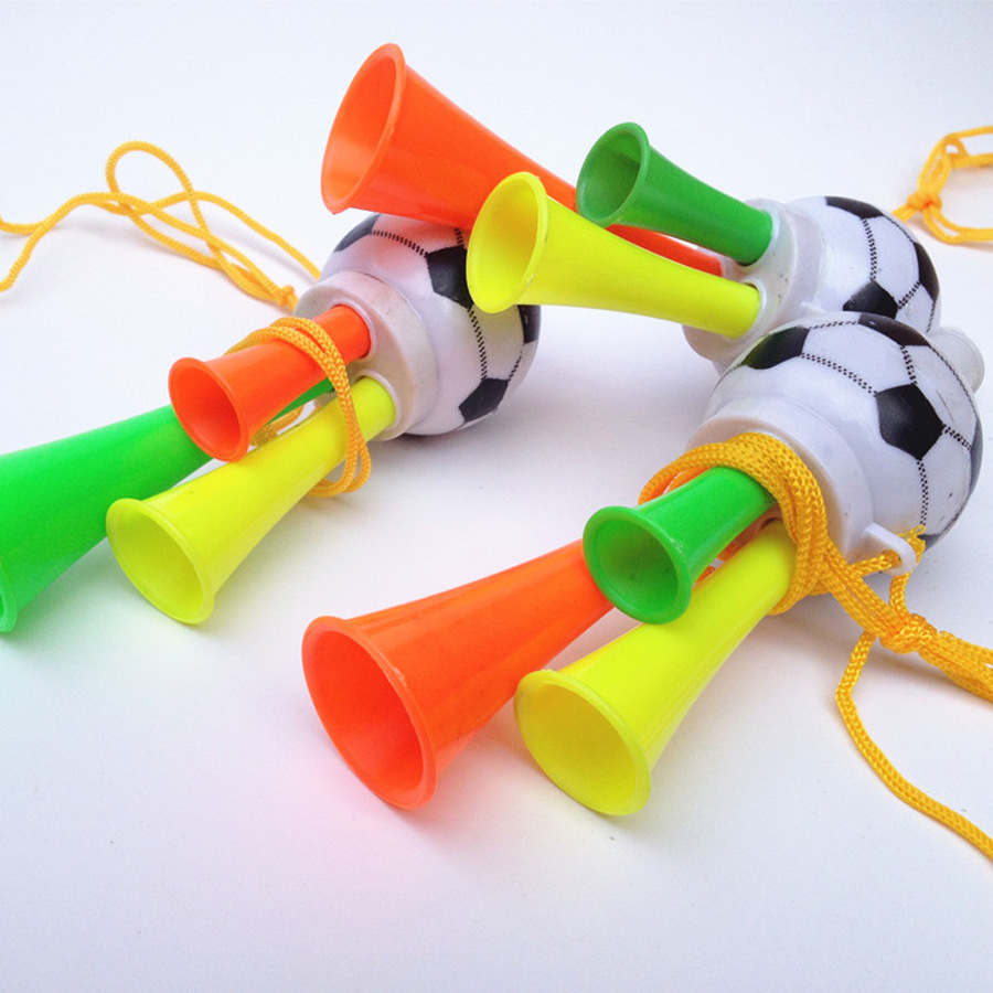 小足球喇叭塑料三音喇叭 比赛加油助威玩具儿童足球喇叭吹奏道具 带挂绳详情图3
