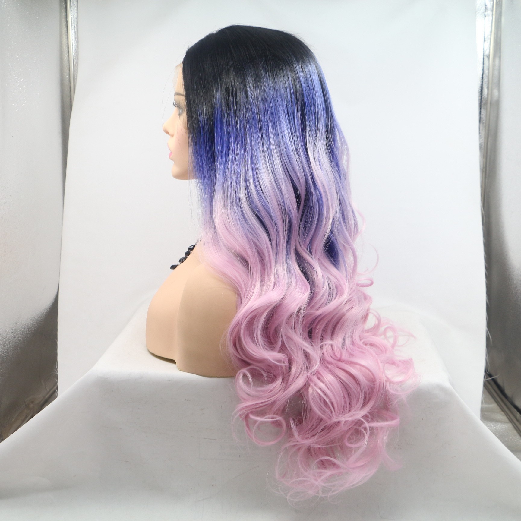NEW LOOK 2021 Starry Sky Style Lace high-temperature Silk Synthetic Fiber Wig Dyed Colorful New European and American Style Application Scenario