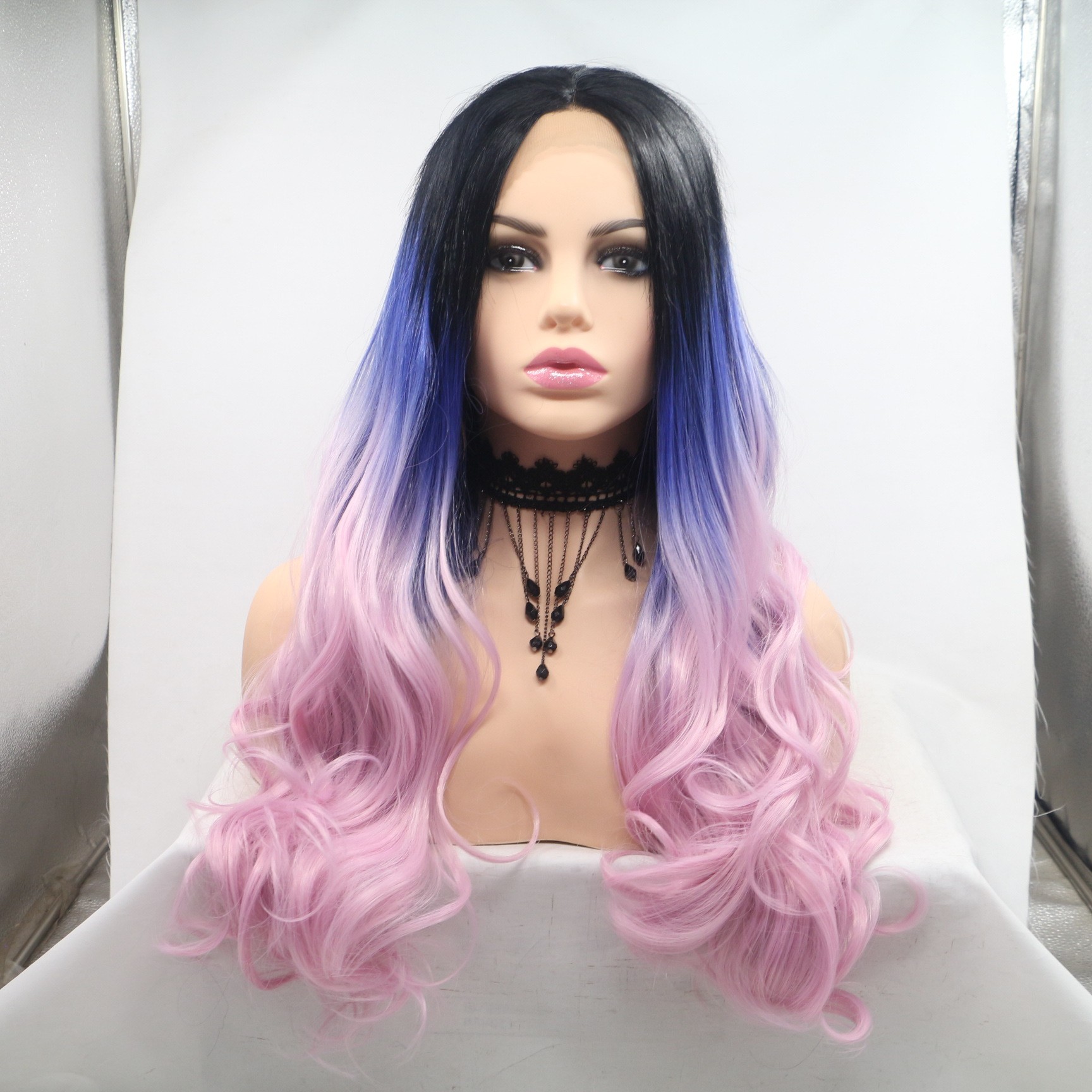 NEW LOOK 2021 Starry Sky Style Lace high-temperature Silk Synthetic Fiber Wig Dyed Colorful New European and American Style