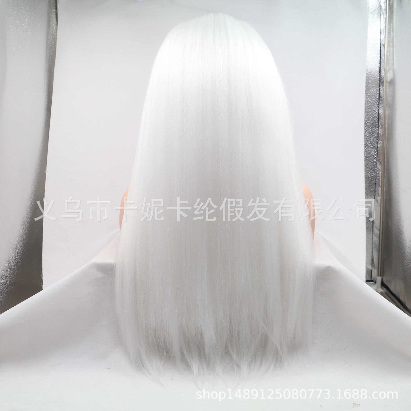 欧美时尚中分银色气质时尚长直发 化纤假发女头套