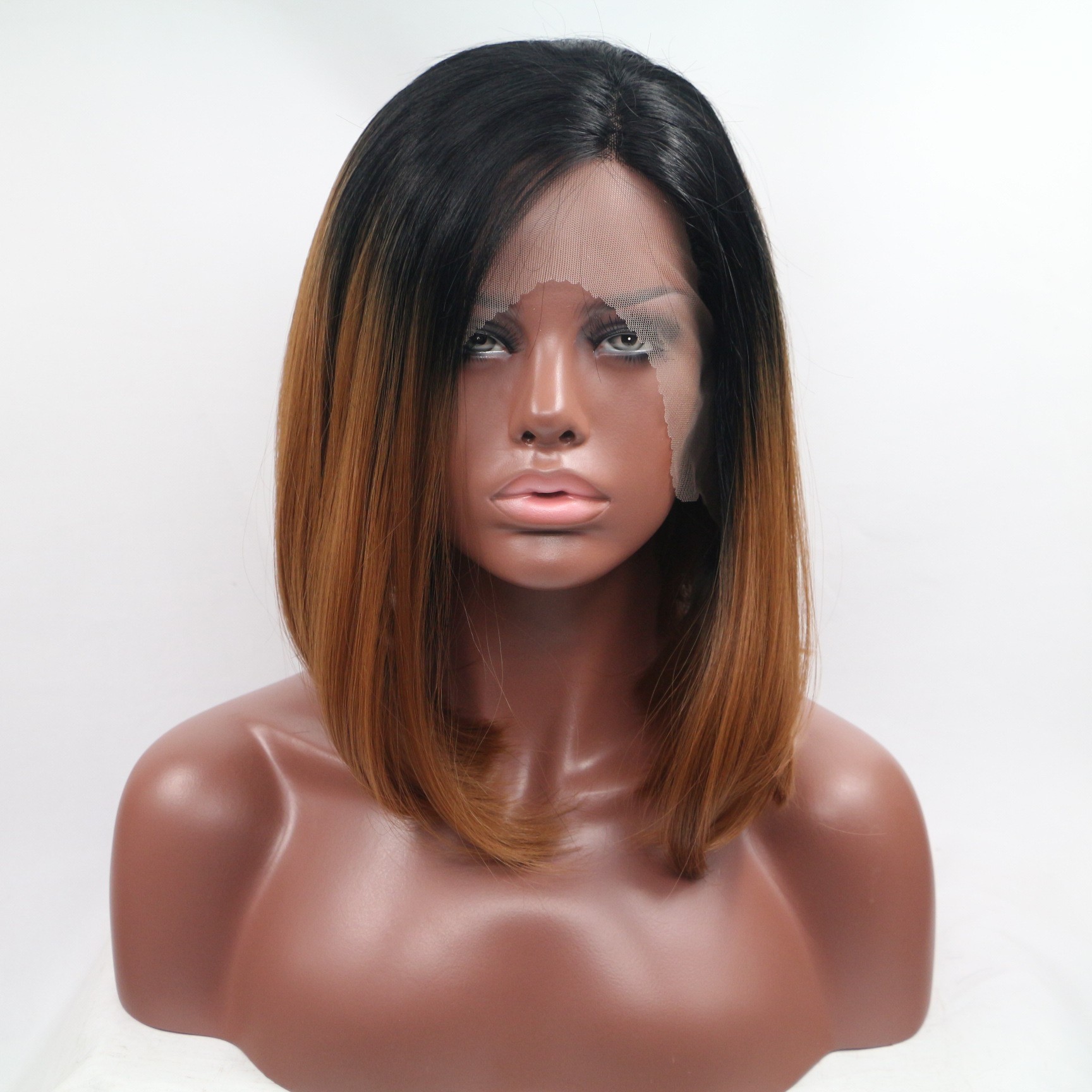 NEWLOOK short straight hair bobo gradient fashionable new lace wig from Europe and America details Picture